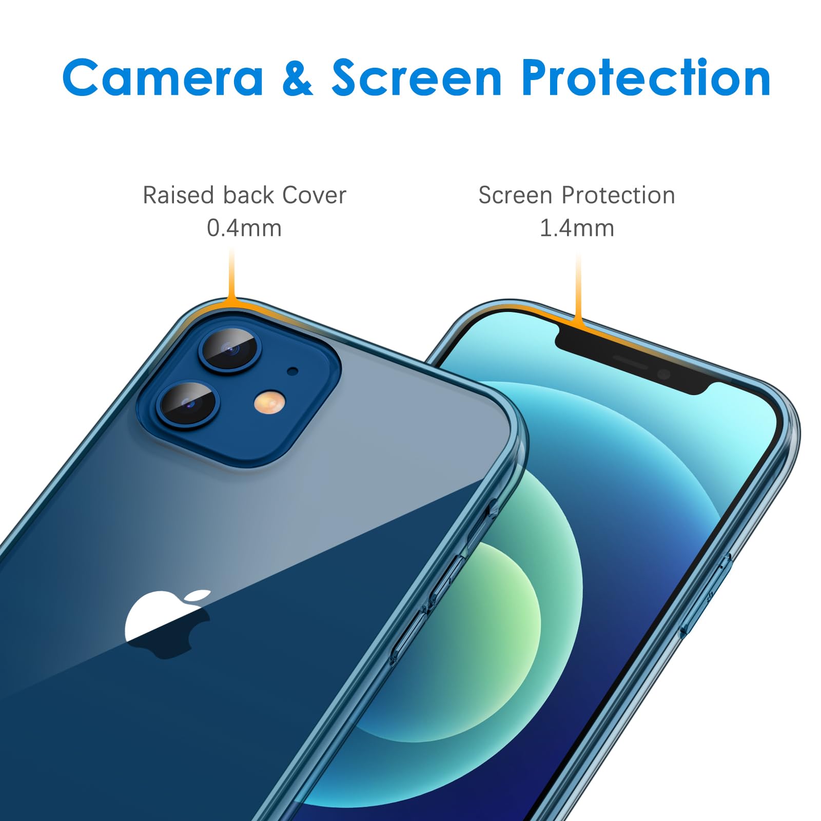 Jetech Case For Iphone 12 Mini 5.4 Inch, Non Yellowing Shockproof Phone Bumper Cover, Anti Scratch Clear Back (Navy Blue)