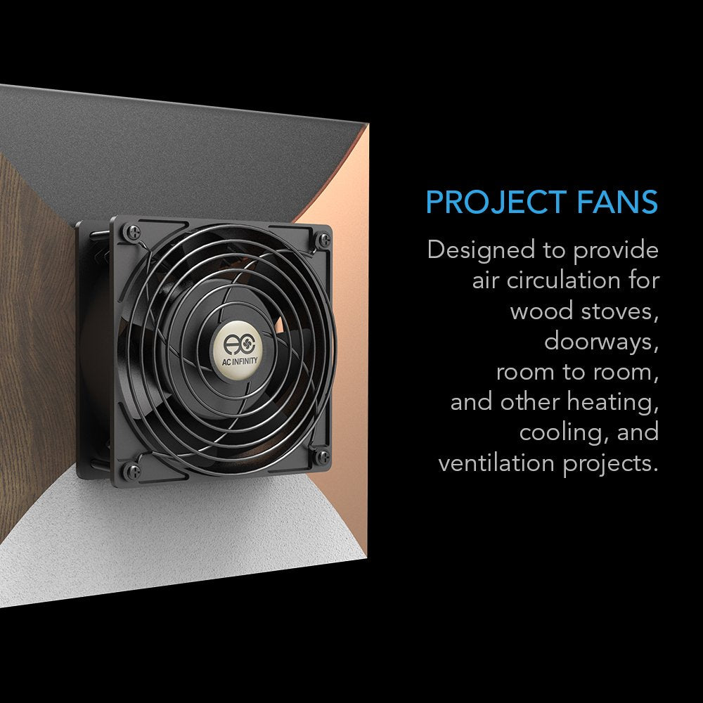 Ac Infinity Axial S1238, 120Mm Muffin Fan With Speed Controller, Ul-Certified For Doorway, Room To Room, Wood Stove, Fireplace,