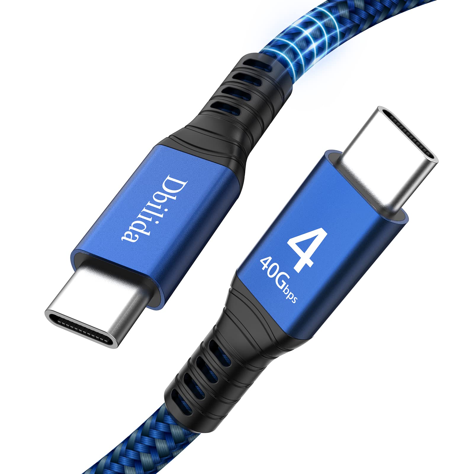 Cable For Thunderbolt 4 Cable 6.6Ft, Dbilida Nylon Braided 40Gbps Usb C Cable With 100W Pd, 40Gbps, 8K Display Compatible With Thunderbolt 3 Cable, Usb4, Usb C, Hub, Ssd, Docking And More, Blue