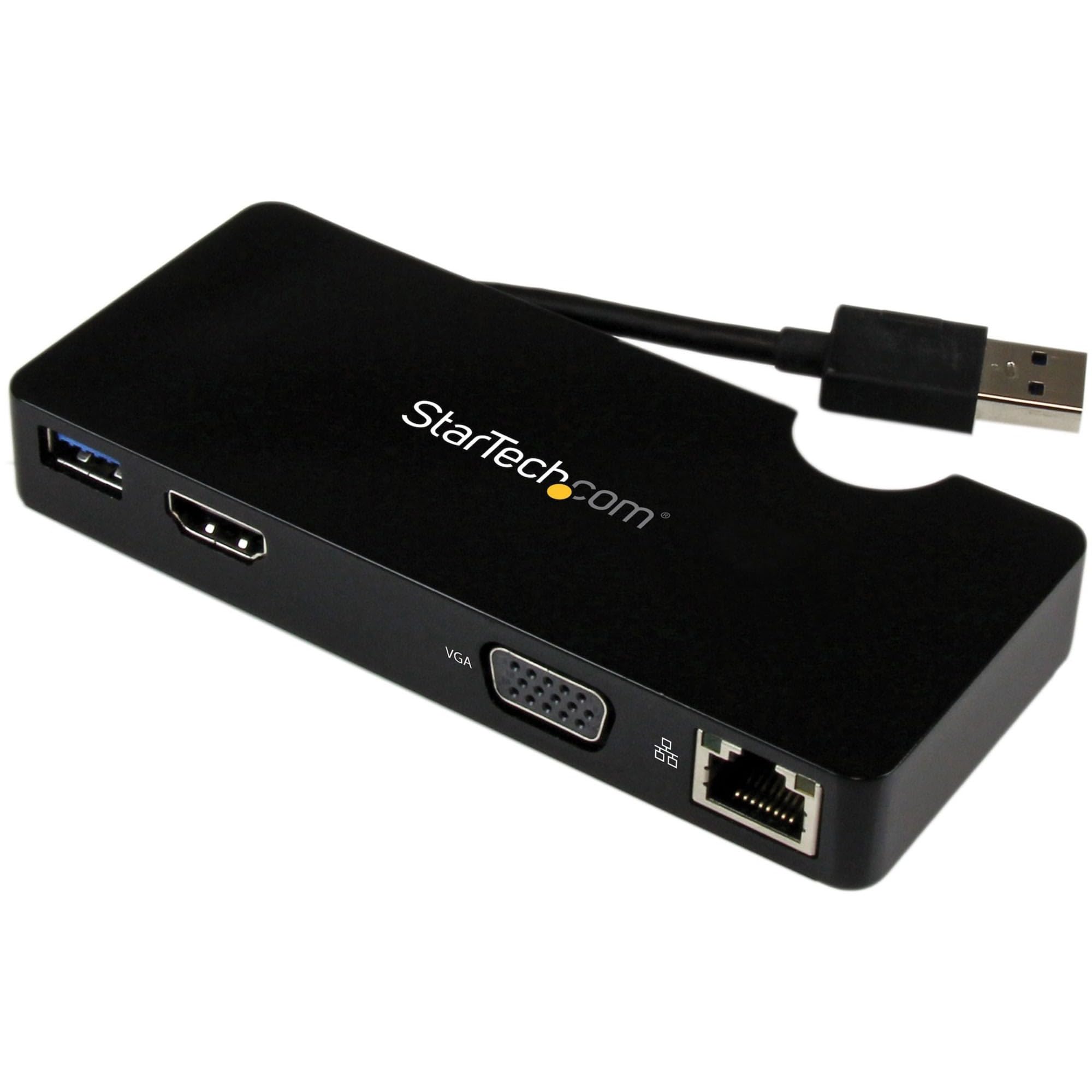 Startech.Com Usb 3.0 To Hdmi Or Vga Adapter Dock   Usb 3.0 Mini Docking Station W/ Usb, Gbe Ports   Portable Universal Laptop Tr