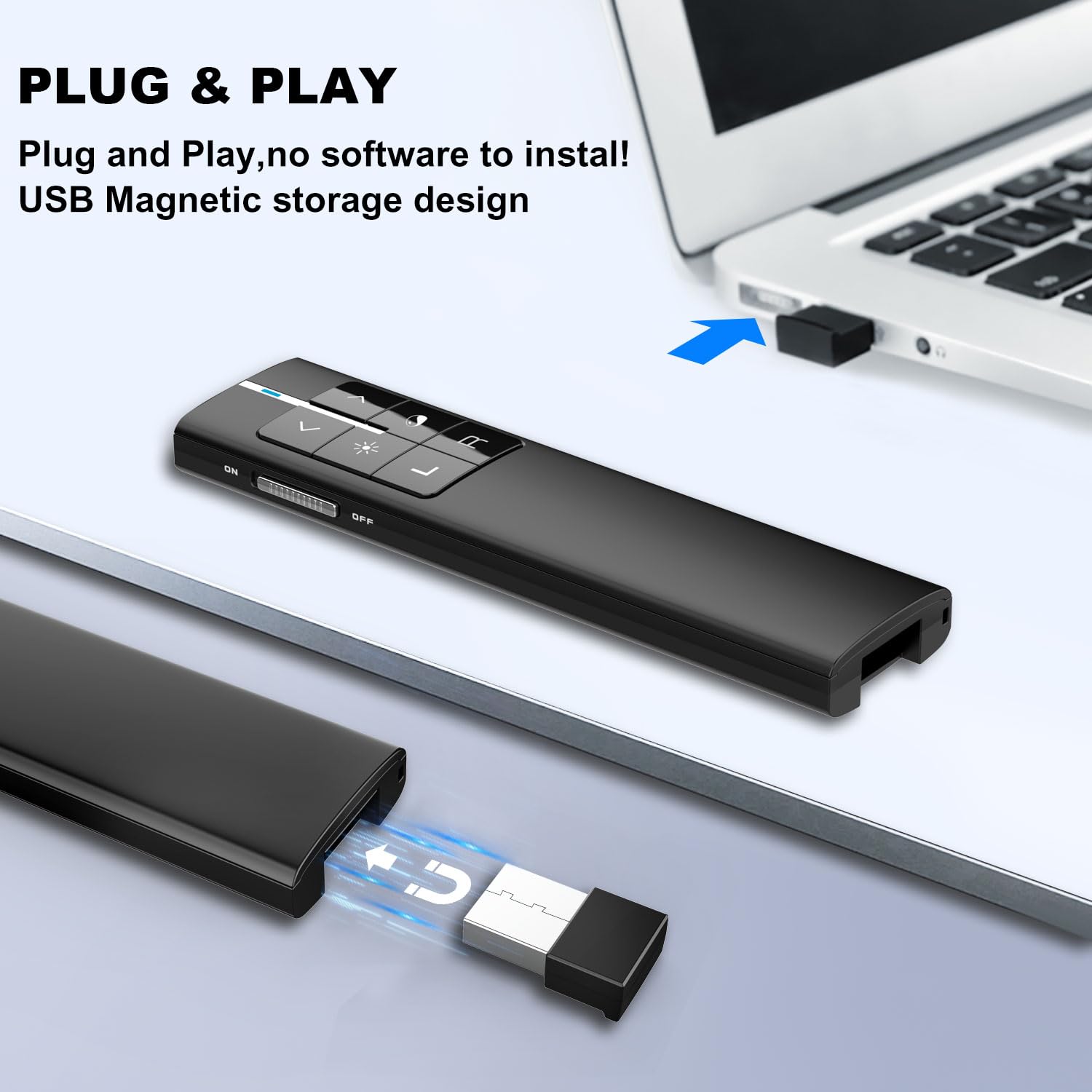 Norwii N99 Air Mouse Presentation Clicker With Laser Pointer, Clicker For Powerpoint Presentations, Wireless Presenter For Power