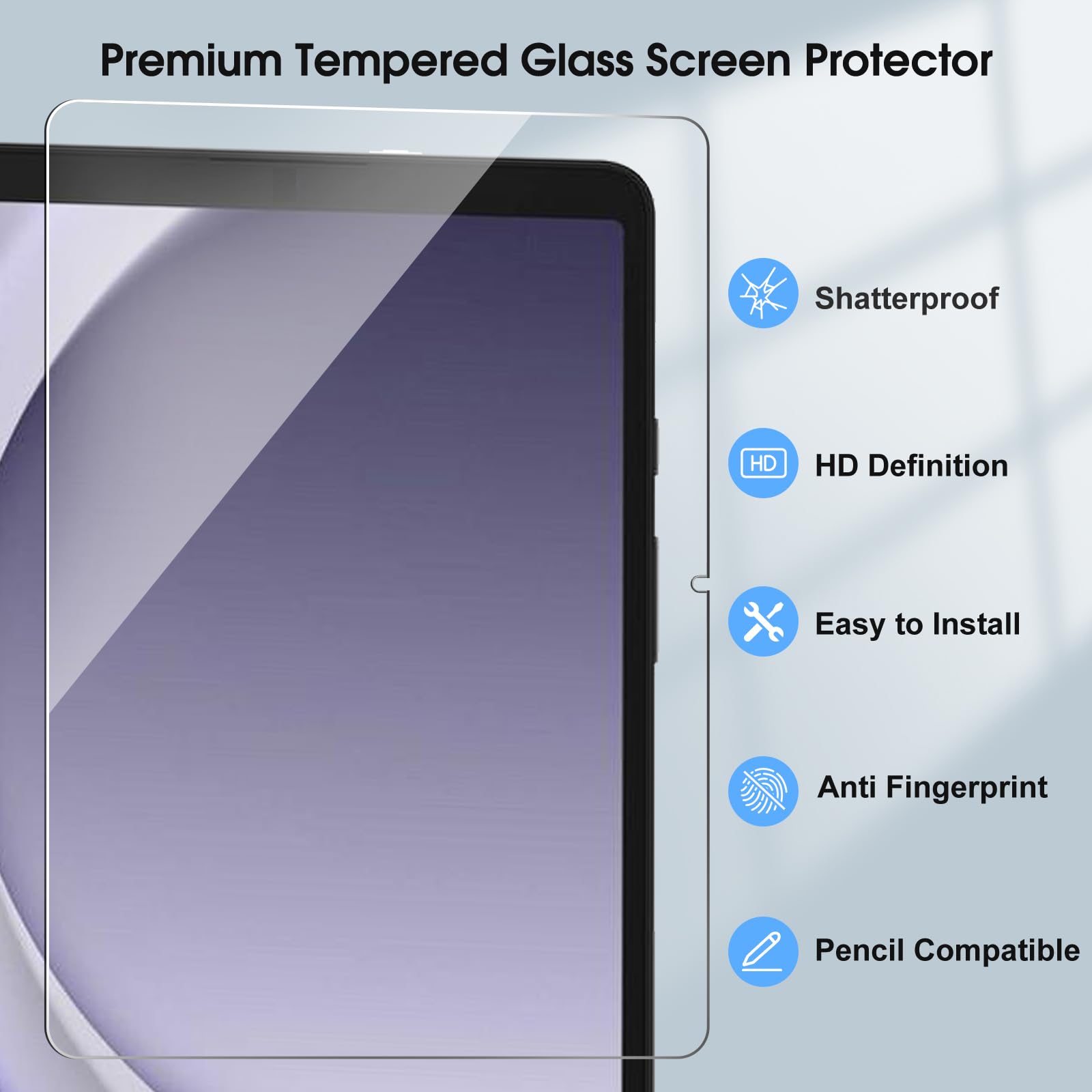 Qularlans 2 Pack Screen Protector For Samsung Galaxy Tab A9+ Plus (11 Inch 2023,Model Sm X210/X216/X218), Anti Scratch 9H Hardne