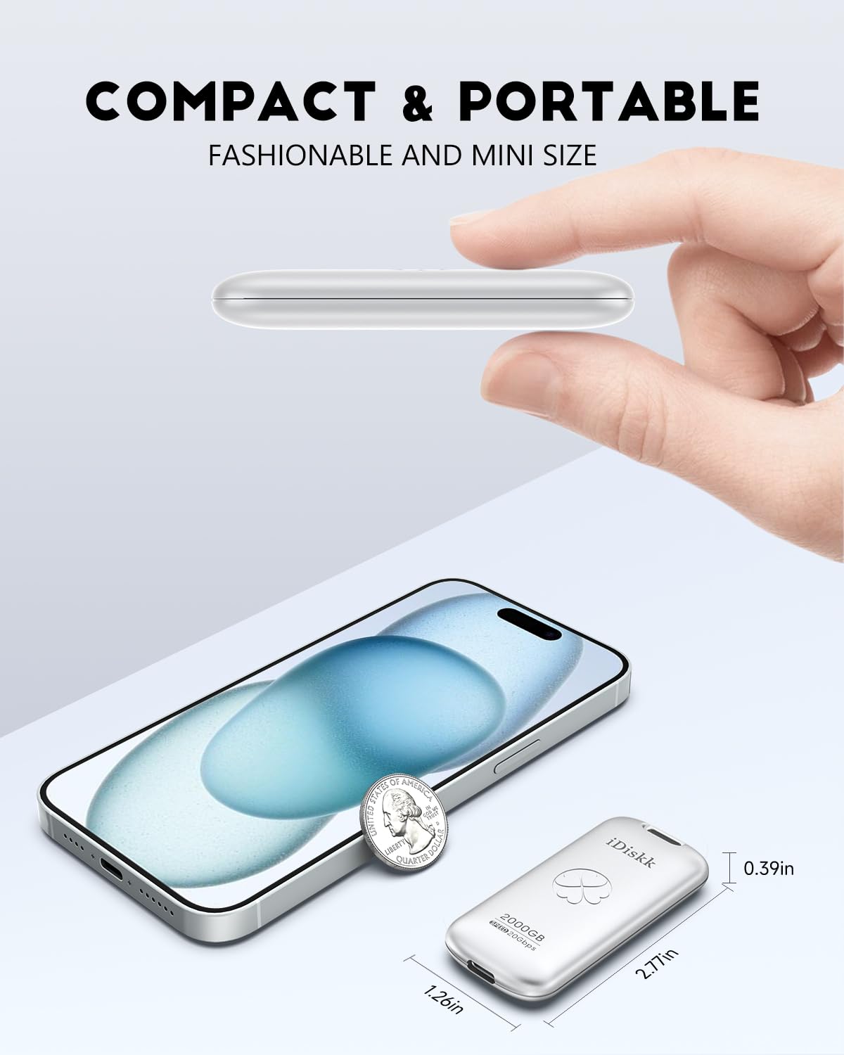 Idiskk ?Plug Play? 512Gb High Speed 2000Mb/S Portable Ssd |Pocket Sized | Usb 3.2 Gen 2X2 | External Solid State Drive | Photo Stick Compatible With Xbox,Ps4,Ipad,Pc&Mac,Pc,Android Phones,Cameras