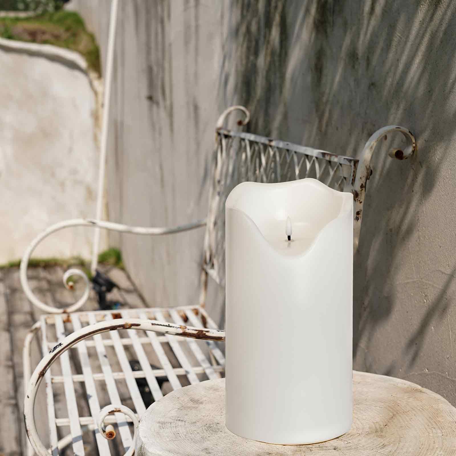 Homemory 6'' X 12'' Extra Large Outdoor Waterproof Candle With Auto 6 Hour Timer, White Plastic Made, Long Last For Months