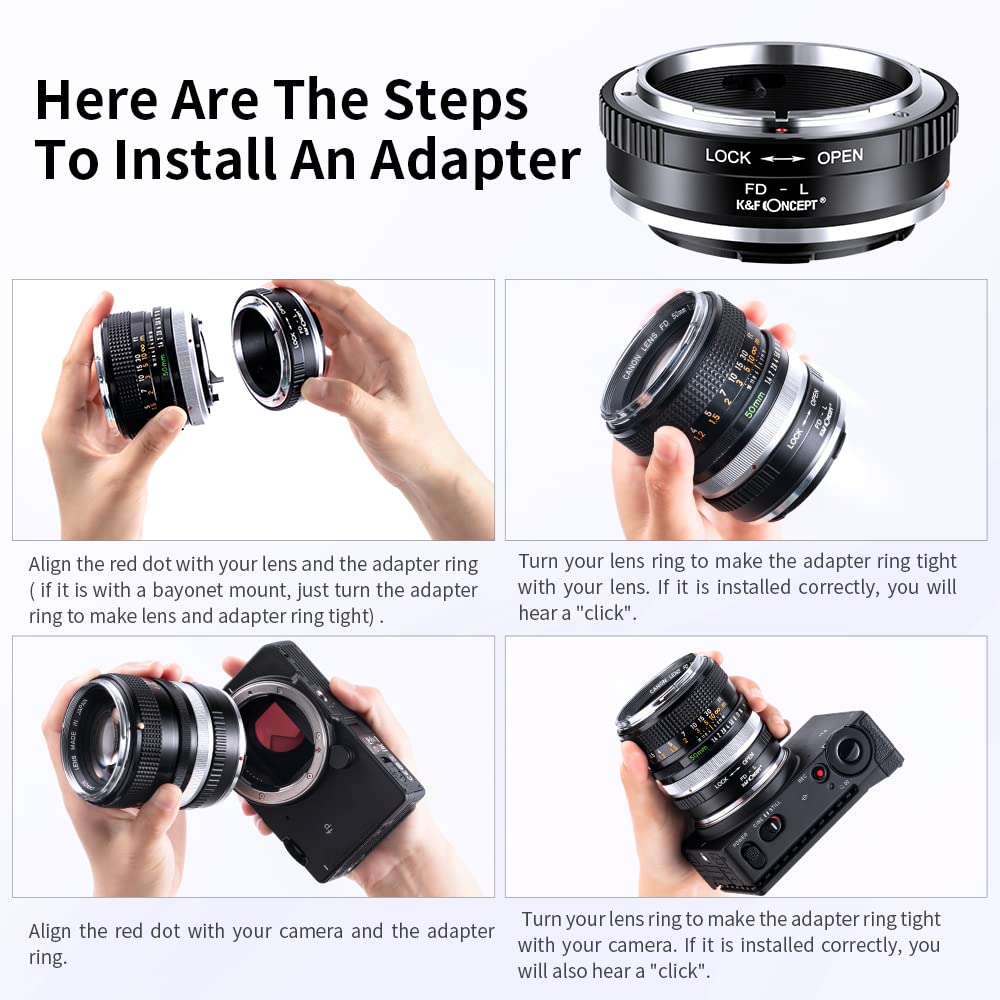 K&F Concept Lens Mount Adapter Fd L Manual Focus Compatible With Canon Fd & Fl 35Mm Lens To L Mount Camera Body