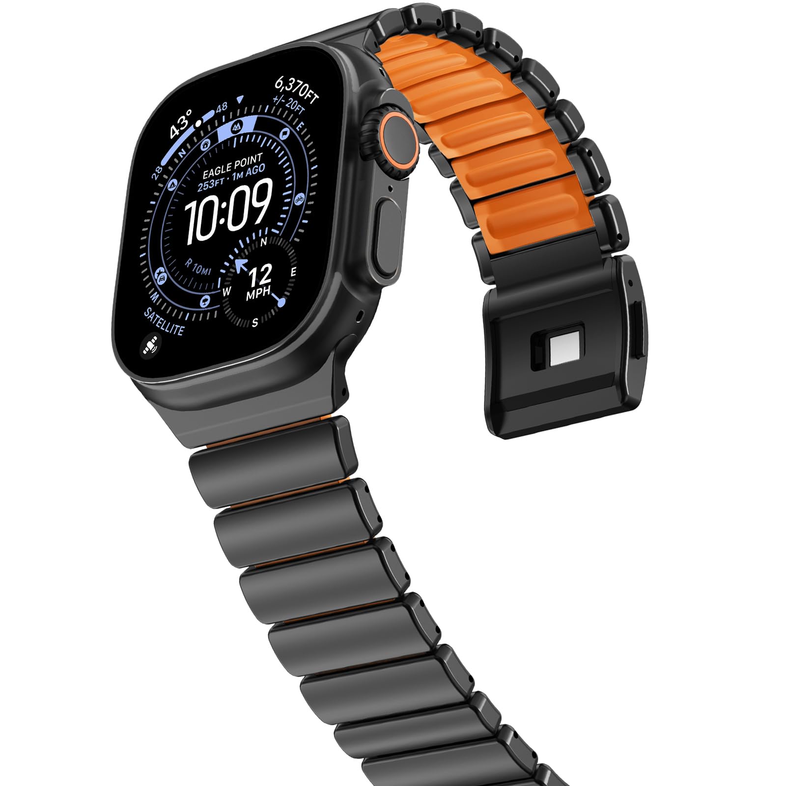 NewWays Stainless Steel & Silicone Hybrid Band for Apple Watch Ultra 3 2 1 49mm Series 11/10 46mm 45mm 44mm Series 4 5 6 7 8 9 1