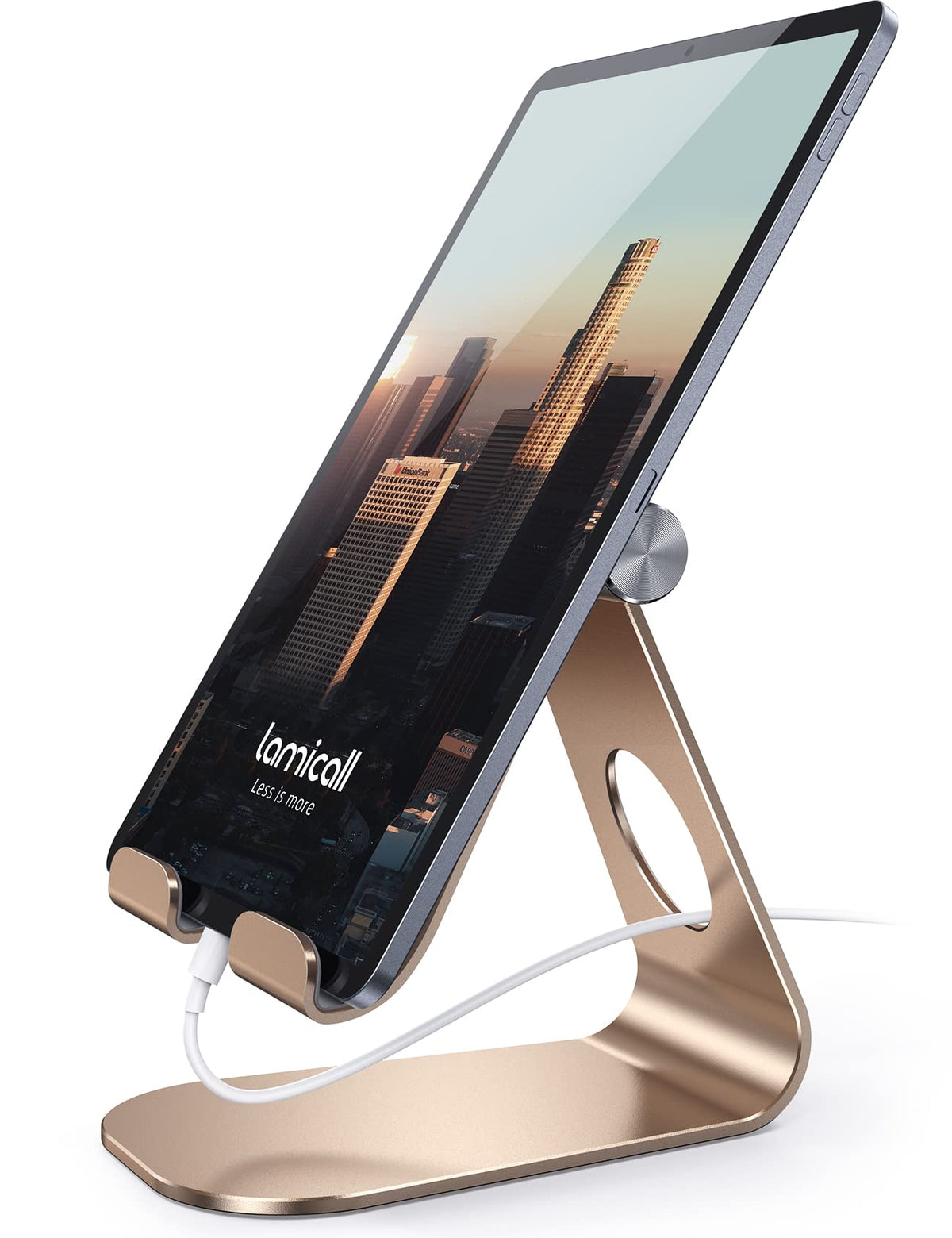 Lamicall Tablet Stand Adjustable, Tablet Stand : Desktop Stand Holder Dock Compatible with Tablet Such as iPad Pro 9.7, 10.5, 12.9 Air Mini 4 3 2, Kindle, Nexus, Tab, E Reader (4 13')   Gold