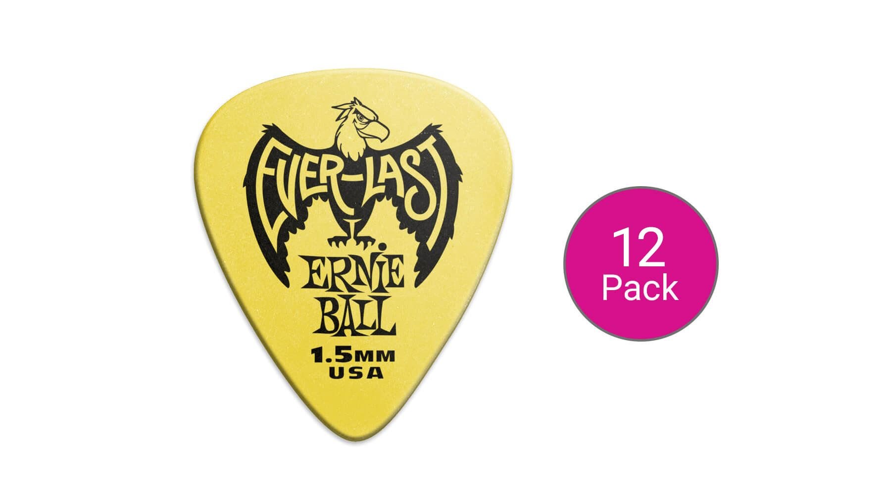 Ernie Ball Everlast Guitar Picks, Yellow 1.5Mm, 12-Pack (P09195)