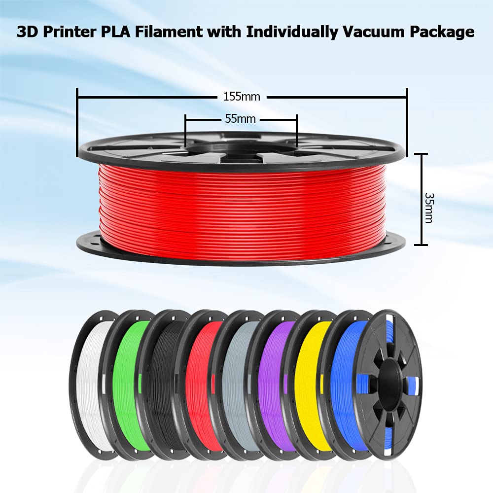 3D Printer Filament, 1.75Mm Pla 3D Printing Filament In Total 2 Kg, Dimensional Accuracy +/  0.03 Mm Widely Compatible For 3D Pr