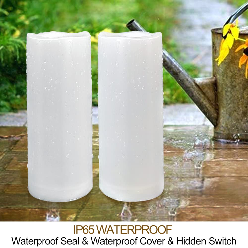 Home Most Pack Of 2 White Led Candles Outdoor 3X8   Unscented Ip65 Waterproof Battery Powered Flameless Led Pillar Candles With