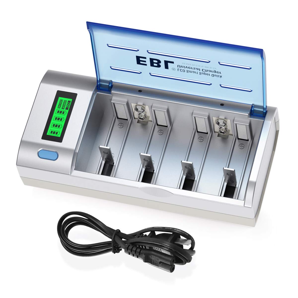 Ebl Smart Battery Charger For C D Aa Aaa 9V Ni Mh Ni Cd Rechargeable Batteries With Discharge Function & Lcd Display
