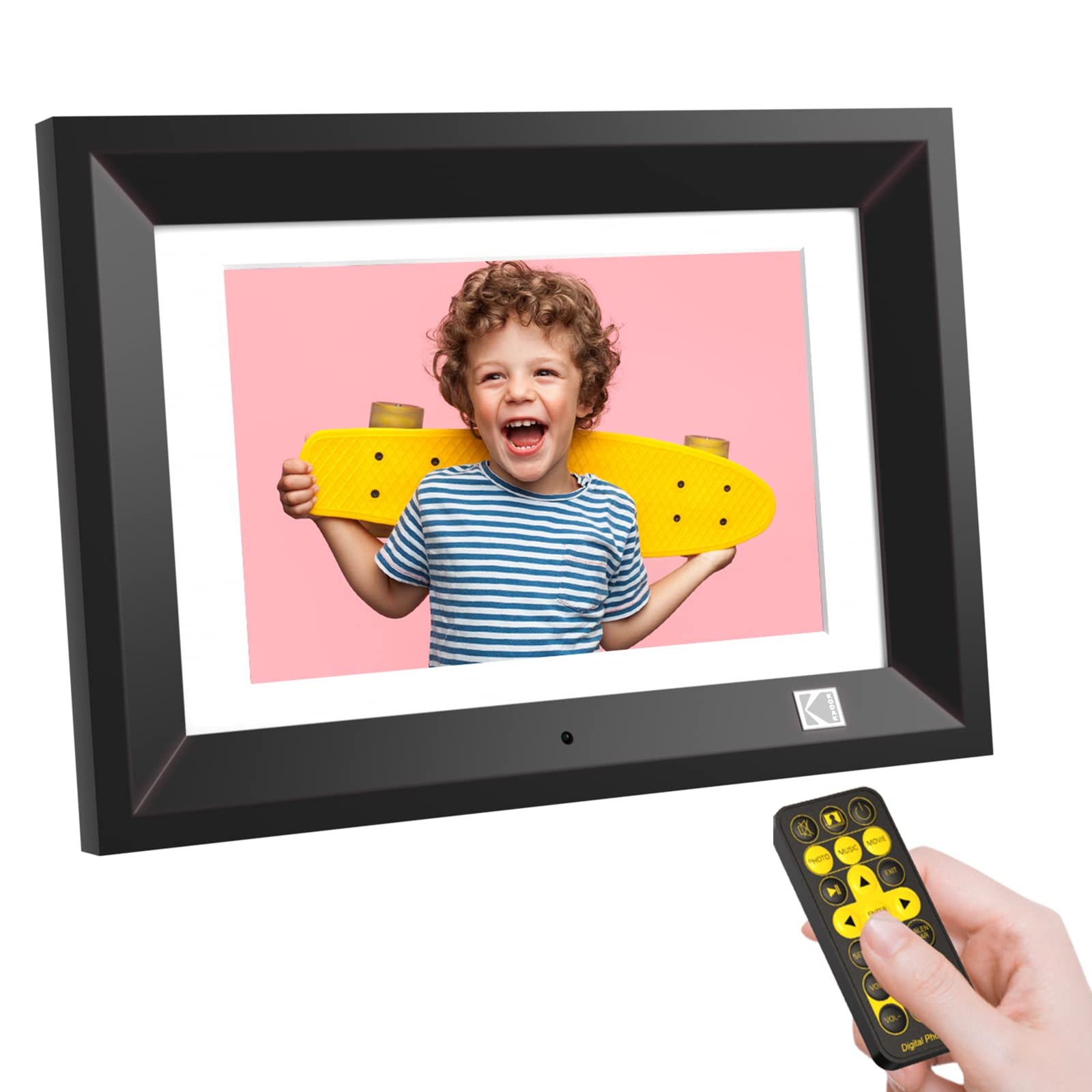 Kodak 10.1 Inch Wood Digital Picture Frame With Remote Control, Ips Screen Hd Display, Auto Rotate, Wall Mountable, Programmable