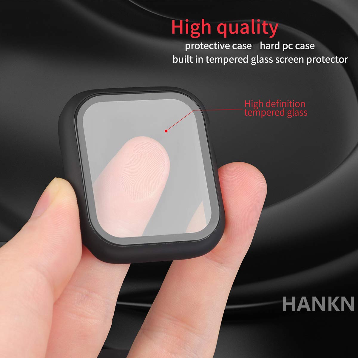 Hankn 2 Pack Hard Case For Apple Watch Series 3 2 1 42Mm Case Tempered Glass Screen Protector, Full Coverage Shockproof Iwatch C