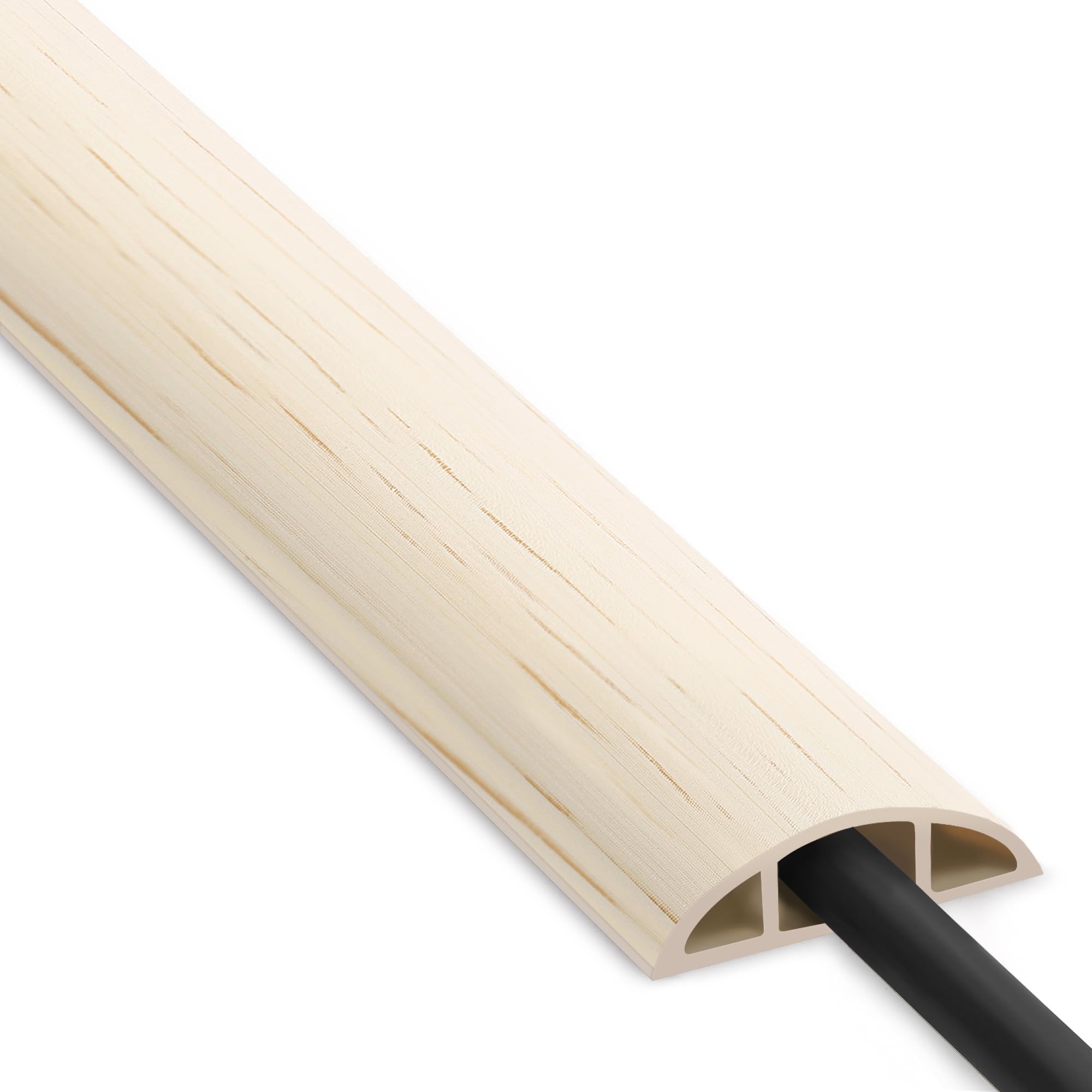 Floor Cord Cover 4Ft, Cord Hider Floor Beige Maple Wood, Floor Cable Management Prevent Cable Trips, Floor Cable Cover Wire Cove