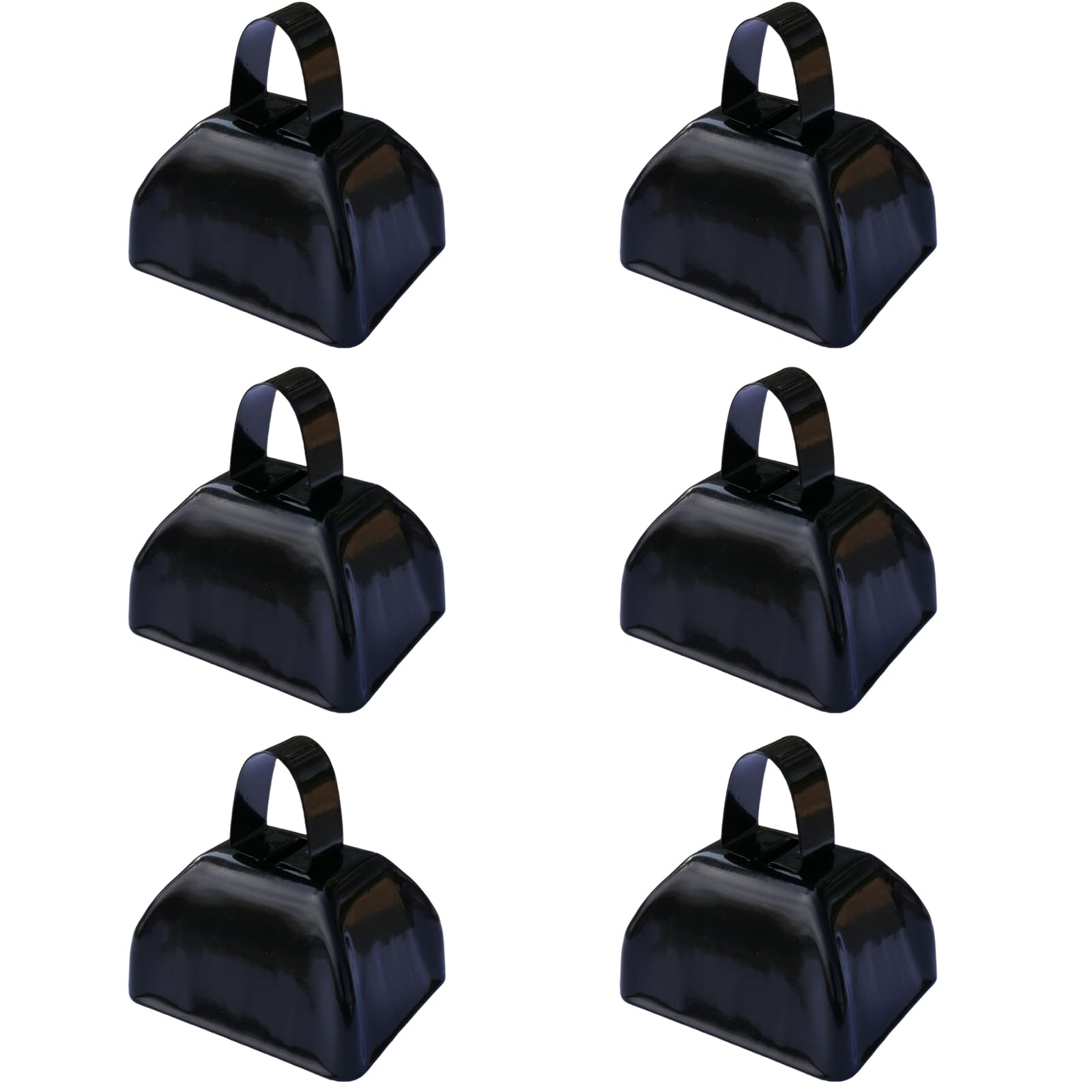 6 pack 3 Steel Cow Bell Noise Maker Cowbell, Cheering Loud Hand Call Bell for Sport Events Football Soccer Hockey Baseball Baske