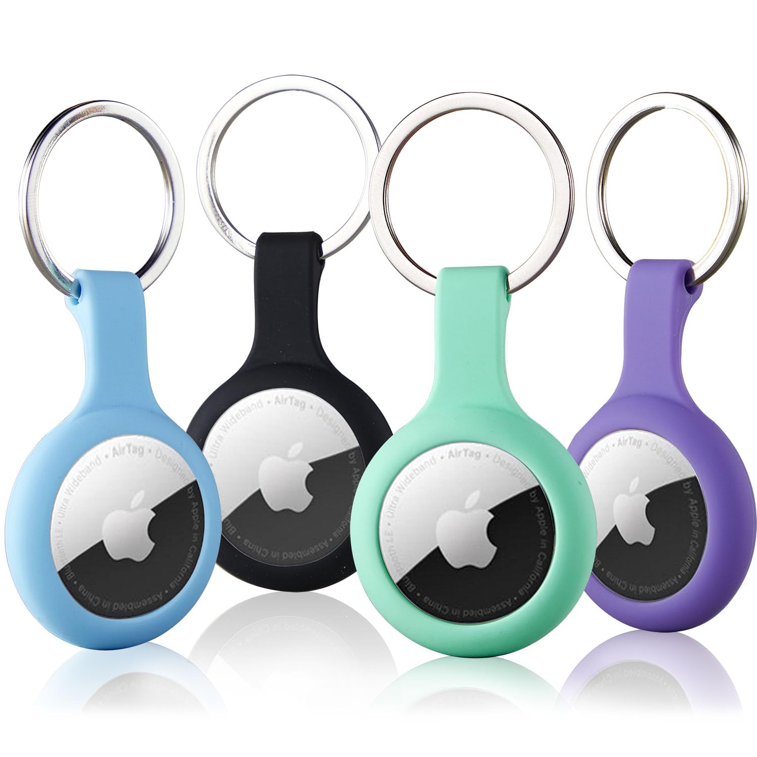Thingsbag Airtags 4 Pack Holder Keychain, Silicone Gps Case Key Ring For Air Tags 4, Key Chain Accessories For Apple Item Finder