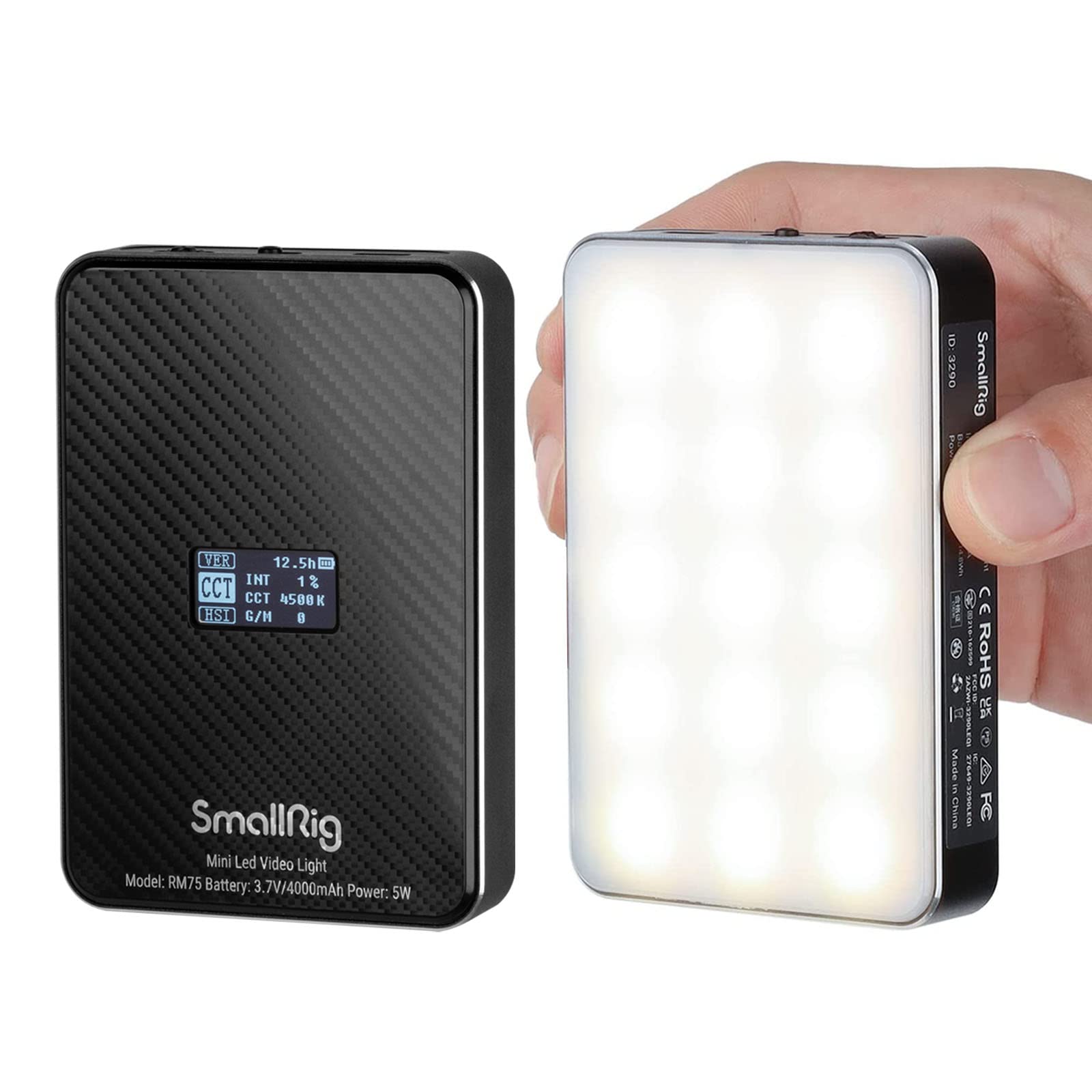 Smallrig Rm75 Rgb Video Light, Rgbww Full Color Portable Led Light Panel, 4,000Mah Battery, 2500 8500K, Cri96, Tlci 98, Magnetic