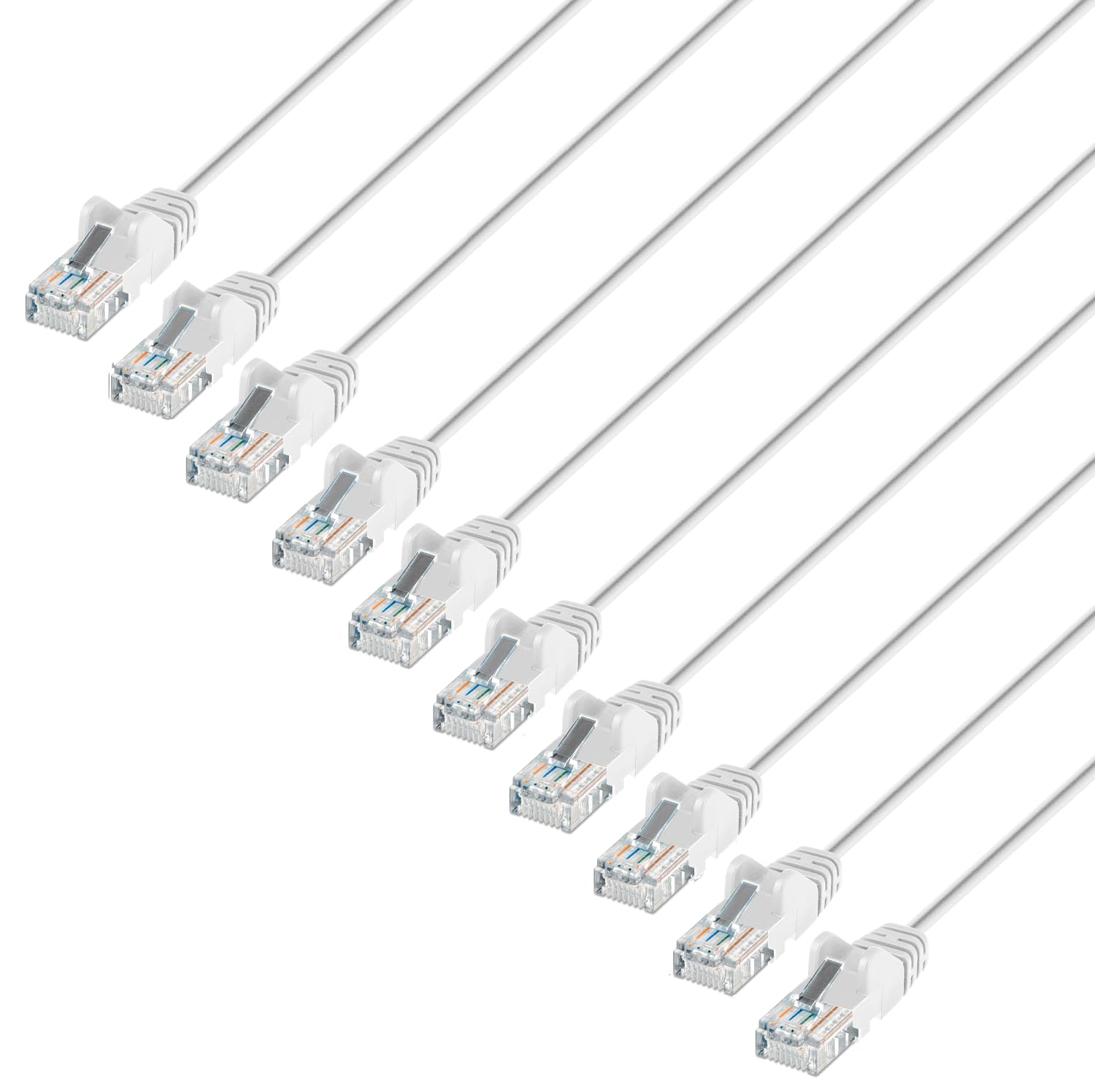 Cat6 U/Utp Slim Network Patch Cable, 1 Ft., White, 10-Pack