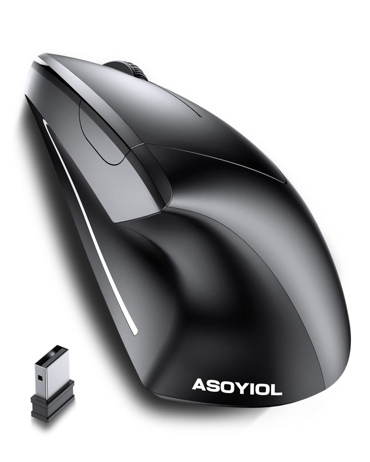 Asoyiol Ergonomic Mouse Wireless,Vertical Mouse Ergo With Usb Receiver 6 Buttons 800/1200/1600 Adjustable Dpi Computer Mice For