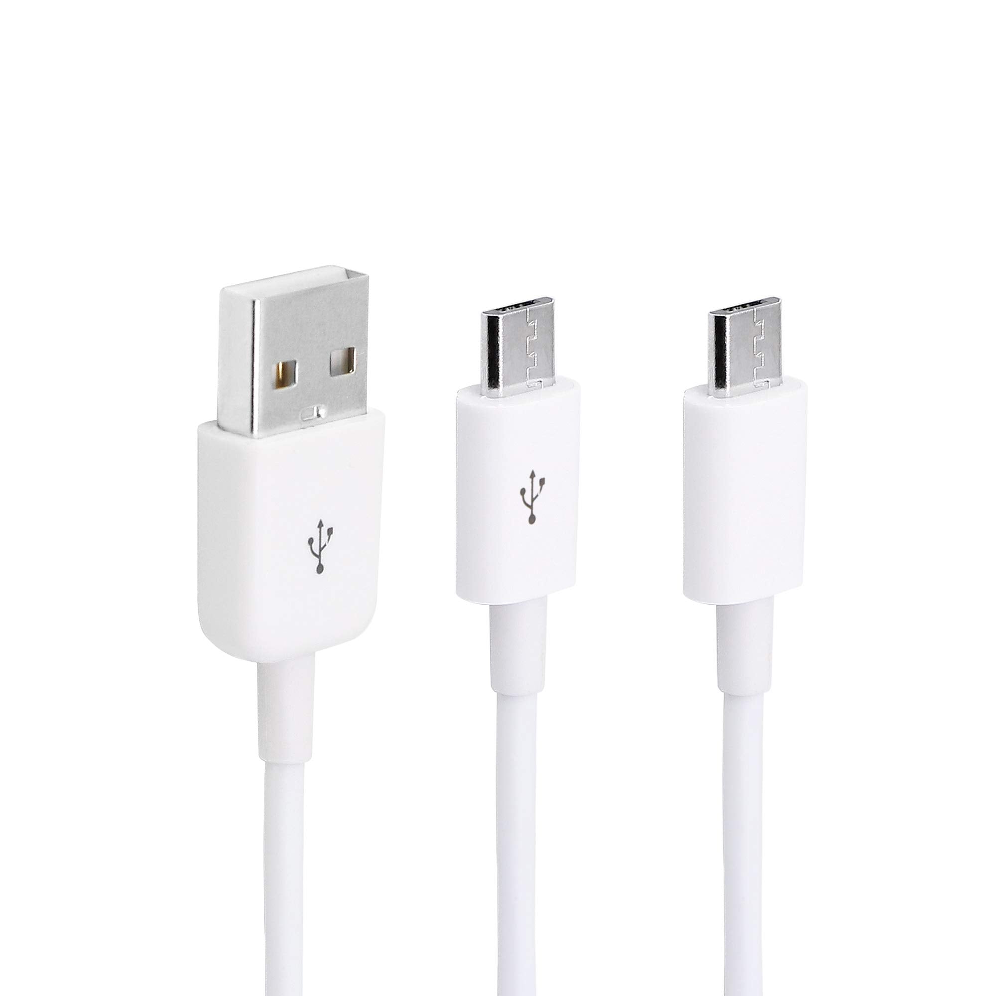 Cerrxian 3Ft Usb 2.0 Type A Male To 2 Micro Usb Male Splitter Y Data Charge Connector Adapter Cable (White)
