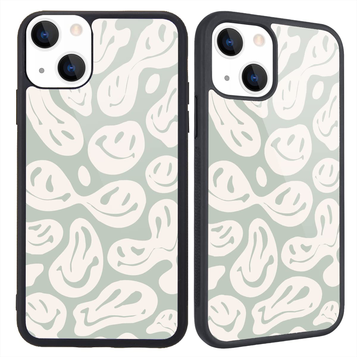 Maycari Compatible With Iphone 13 Case For Children Women Happy Smile Face Hippie, Hard Back With Trippy Cute Pattern Indie Coll