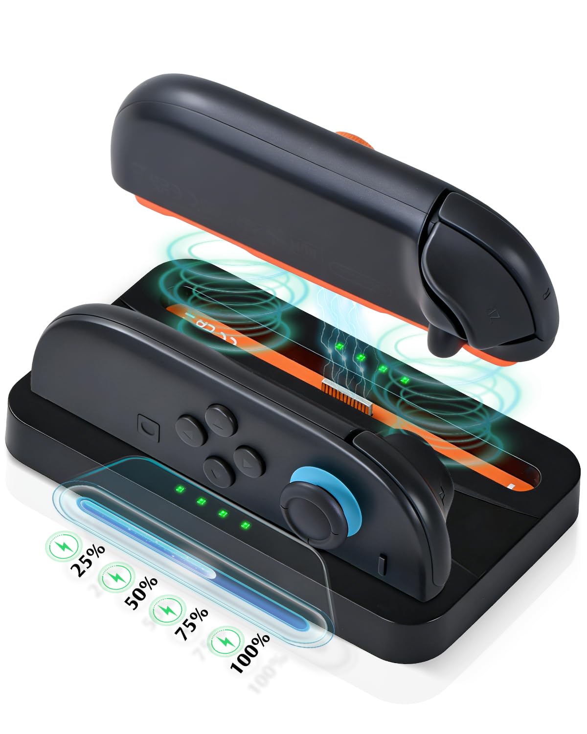 Cheerwe Charging Dock for Nintendo Switch 2 Controller, 4-Level LED Battery Percentage Magnetic Controller Charger for Switch, W