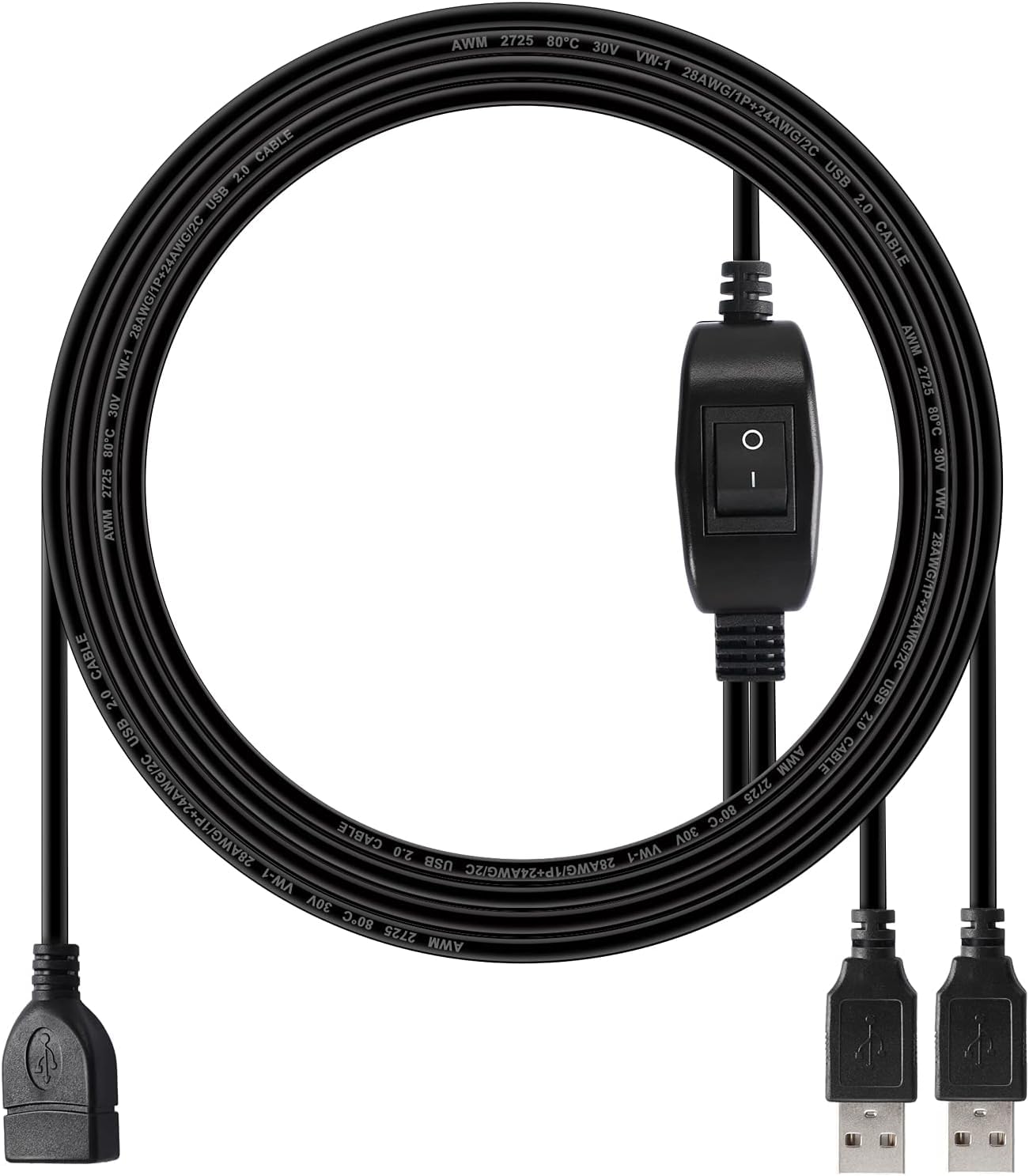 Vrllinking Usb Splitter Cable,Printer Sharing Switch Cable, Usb Splitter 2 Male 1 Female For Printer, Scanner, Speaker, Keyboard