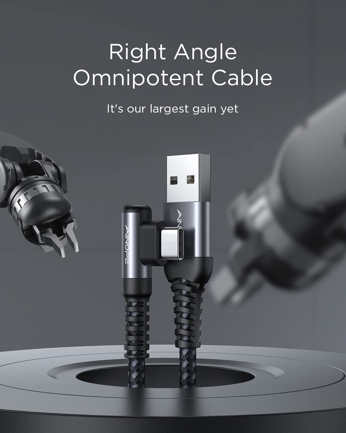 Ainope 2 Pack Usb C Cable [3.3Ft+3.3Ft] 3.1A Type C Charger Fast Charging, Resistant Nylon Braided Usb Type C Cable Right Angle