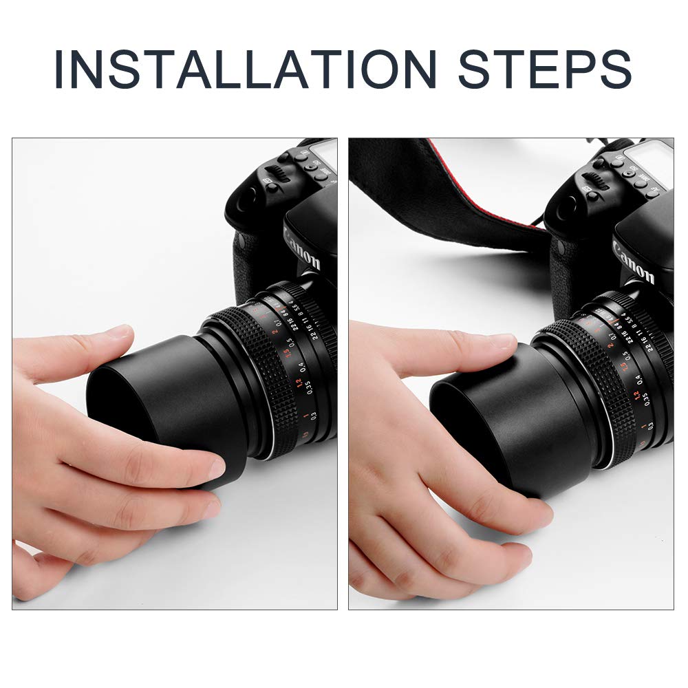 55Mm Tele Metal Screw In Lens Hood Sunshade With Centre Pinch Lens Cap For Canon Nikon Sony Pentax Olympus Fuji Sumsung Leica Ca