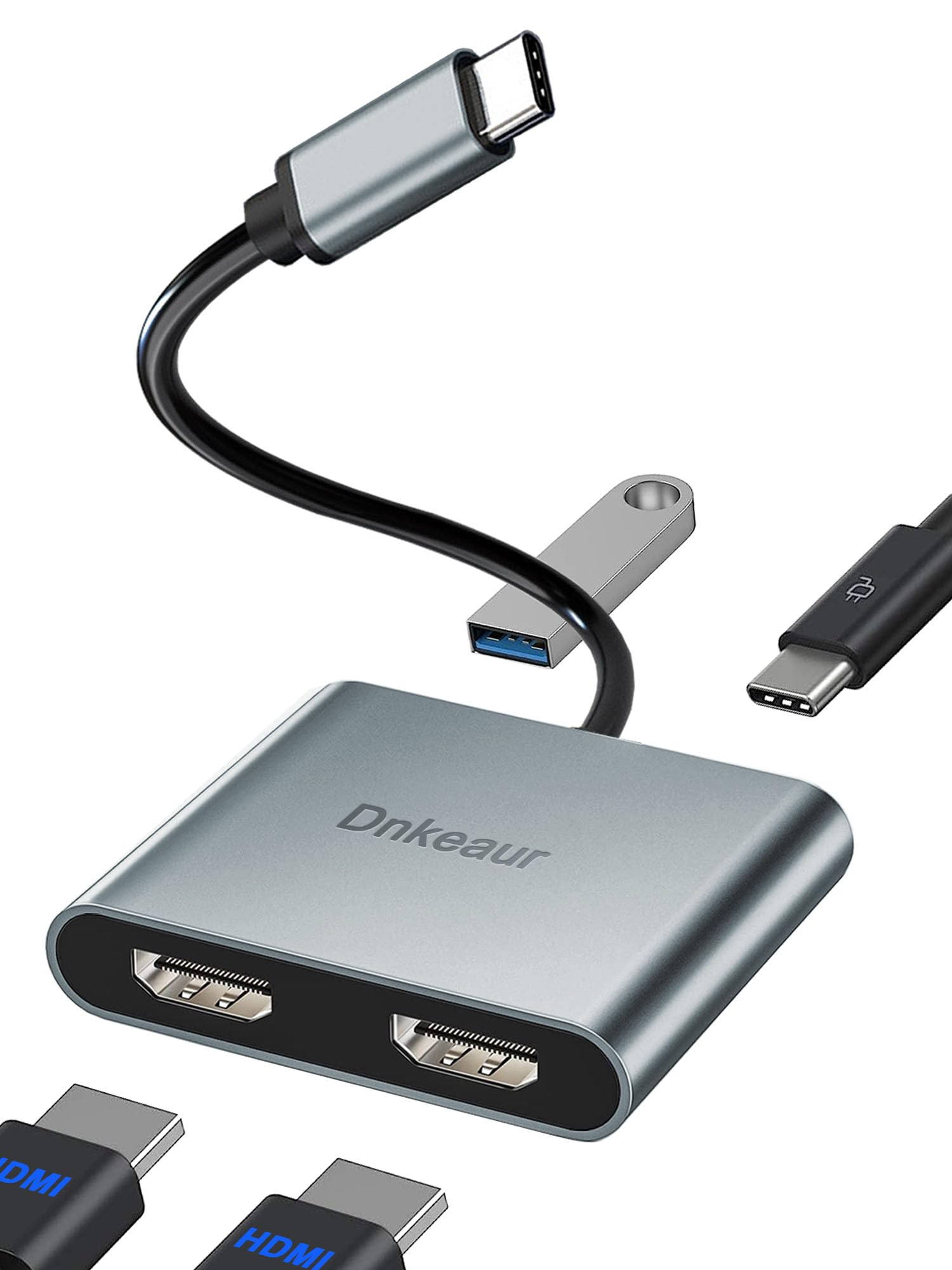 Usb C To Dual Hdmi Adapter,Usb C Splitter 2 Monitors Extended Display,Hdmi Adapter For Dual Monitors,Type C Hdmi Hub Multiple Mo