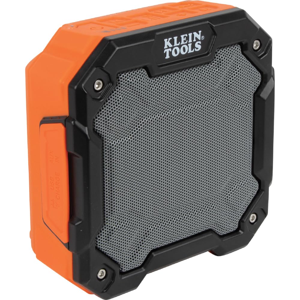 Klein Tools Aepjs3 Bluetooth Jobsite Speaker With Magnet And Hook, 20 Hr Run Time, Charge Via Usb A Or C, Pair Multiple Speakers Via Broadcast, Hands Free Capable