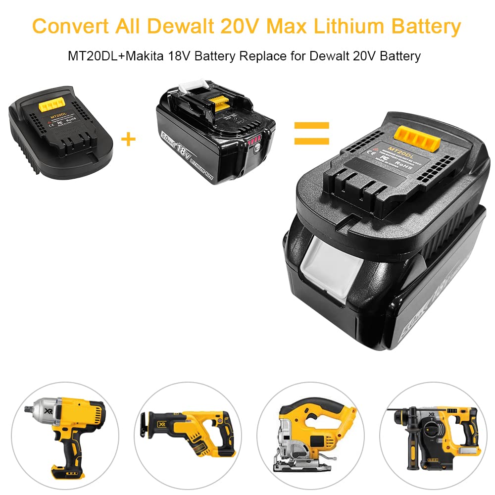 Zlwawaol Mt20Dl Battery Adapter Converter With Usb Socket & Type C Compatible For Bl1830 18V Li Ion Battery Convert To 20V Dcb20