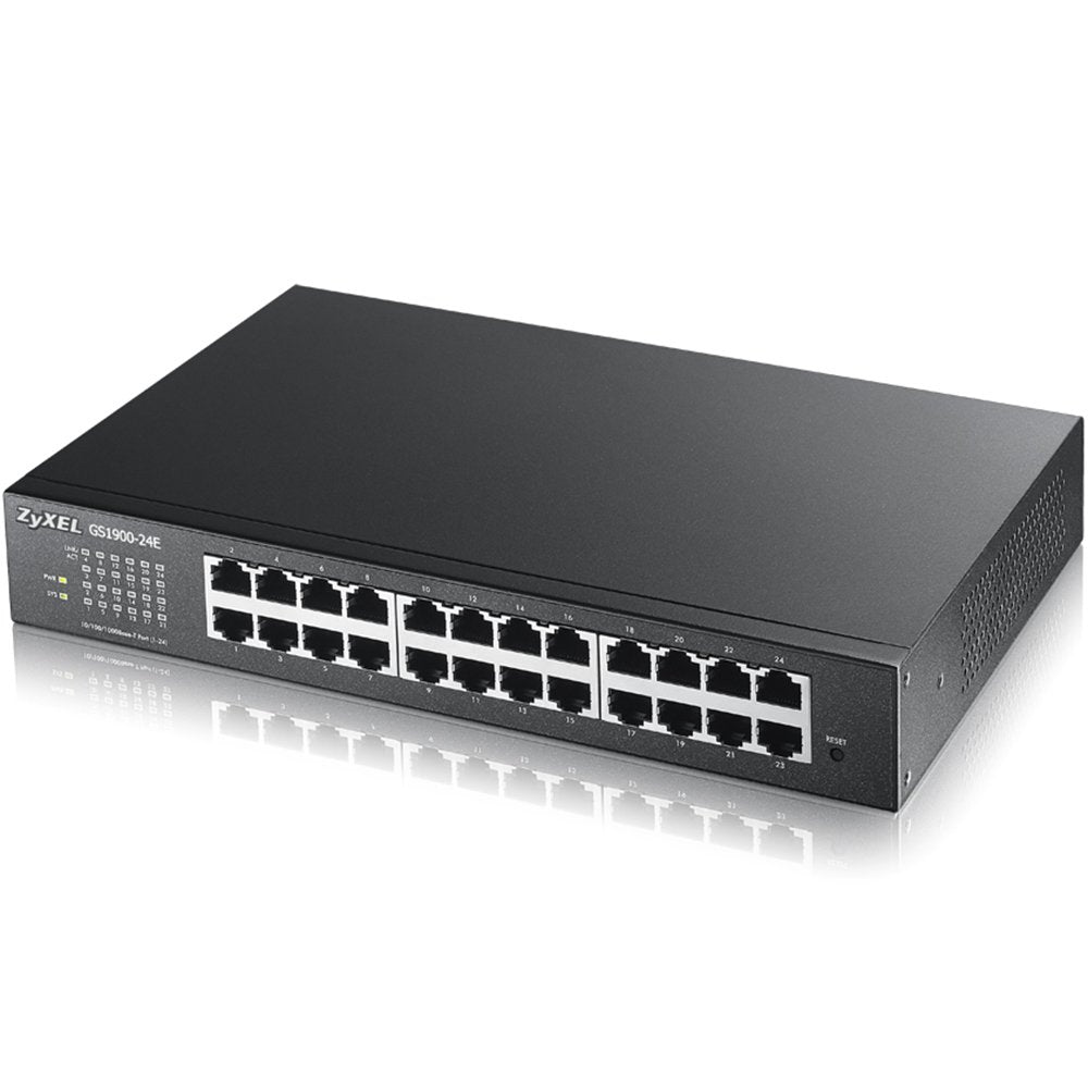 Zyxel 24 Port Gigabit Switch | Smart Managed | Desktop/Rackmount And Fanless | Vlan, Igmp, Qos [Gs1900 24E]