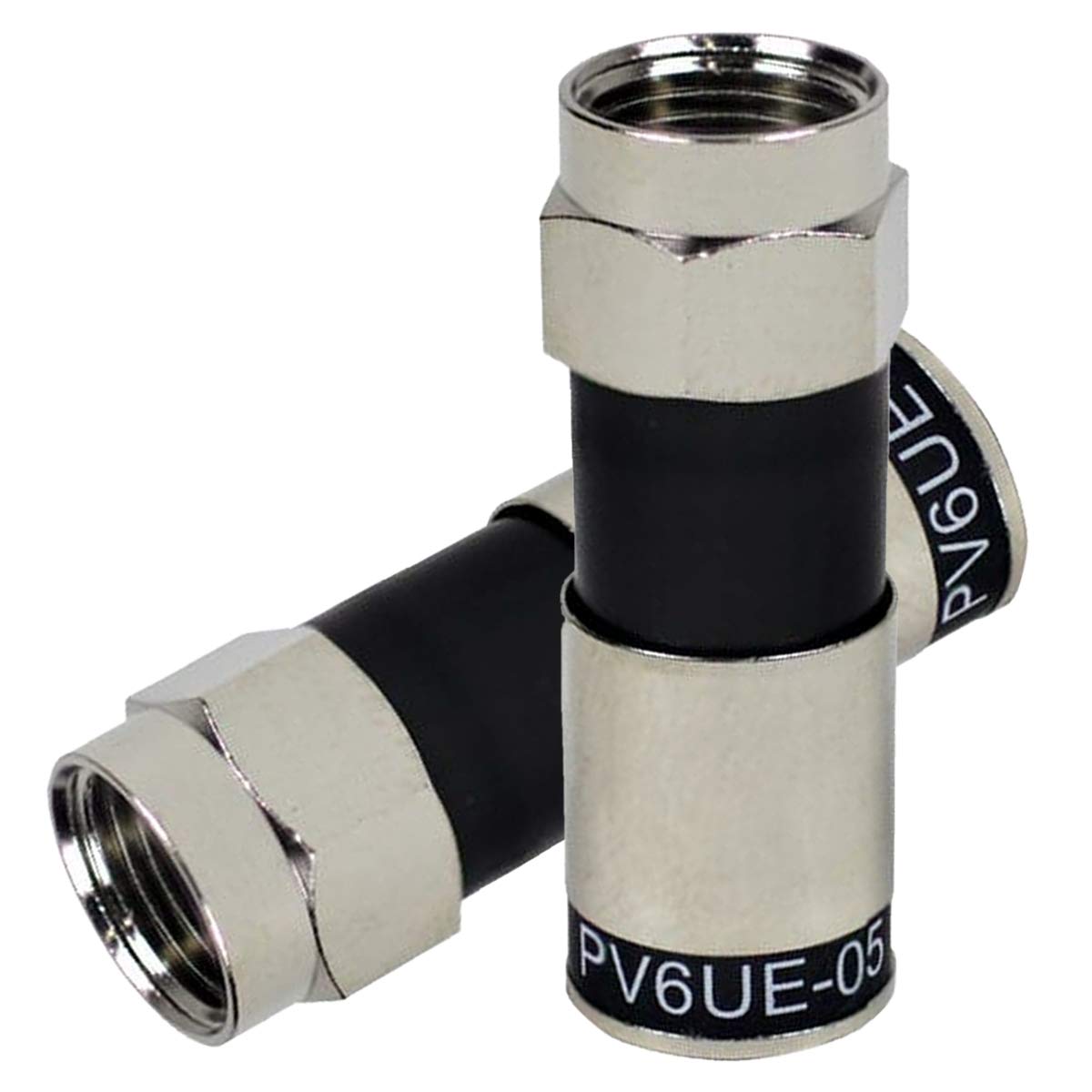 Perfect Vision Pv6Ue 05 'Ridgeloc' Universal Fit Rg6 Coax Cable Compression Connectors, Bag Of 50