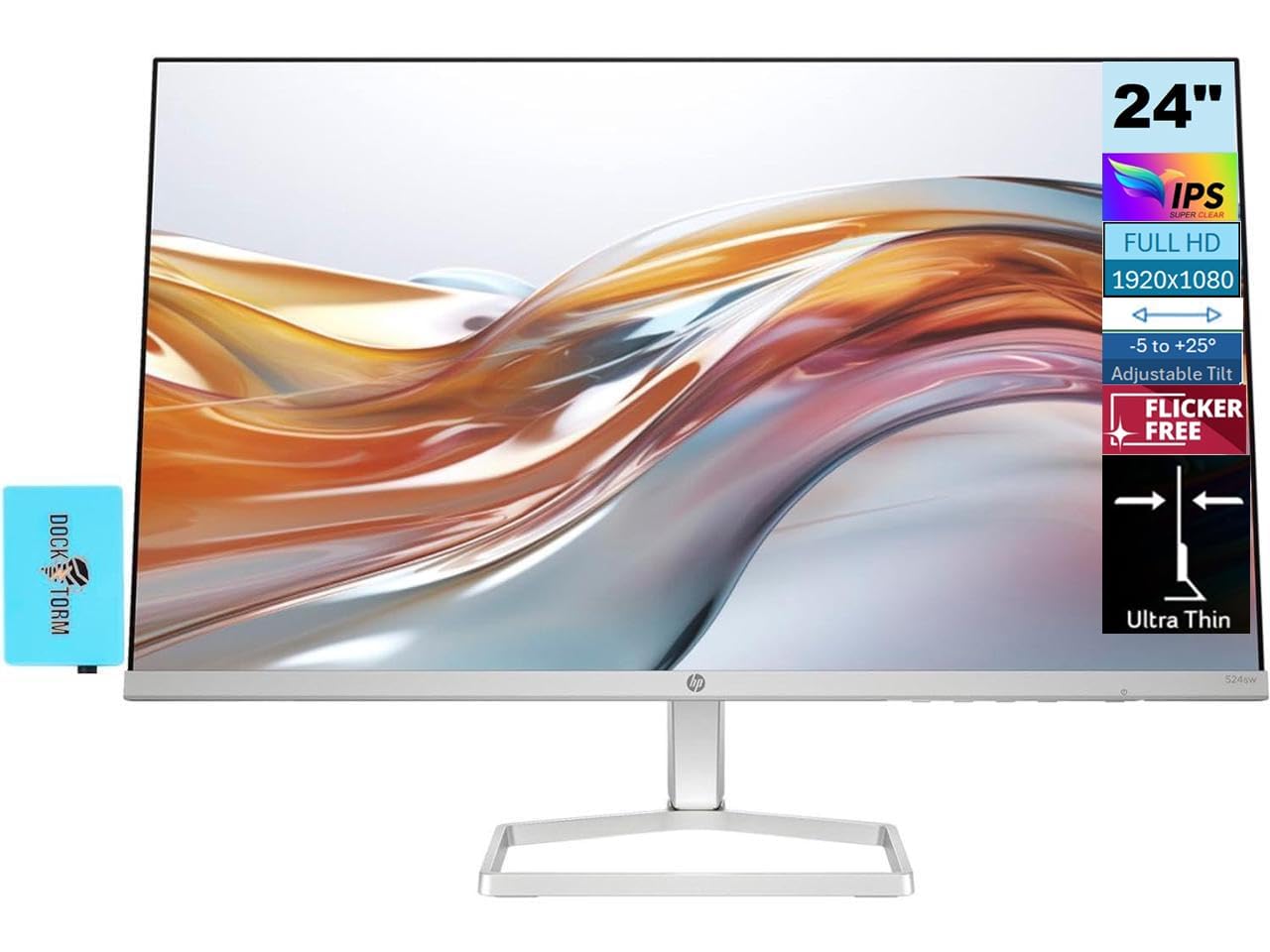 Hp 24'' Fhd Ips (1920X1080) Monitor (Replaces M24Fw) Bundle W/Docztorm Dock, 100Hz Refresh Rate, Hdmi, Vga, Flicker-Free, Ideal 
