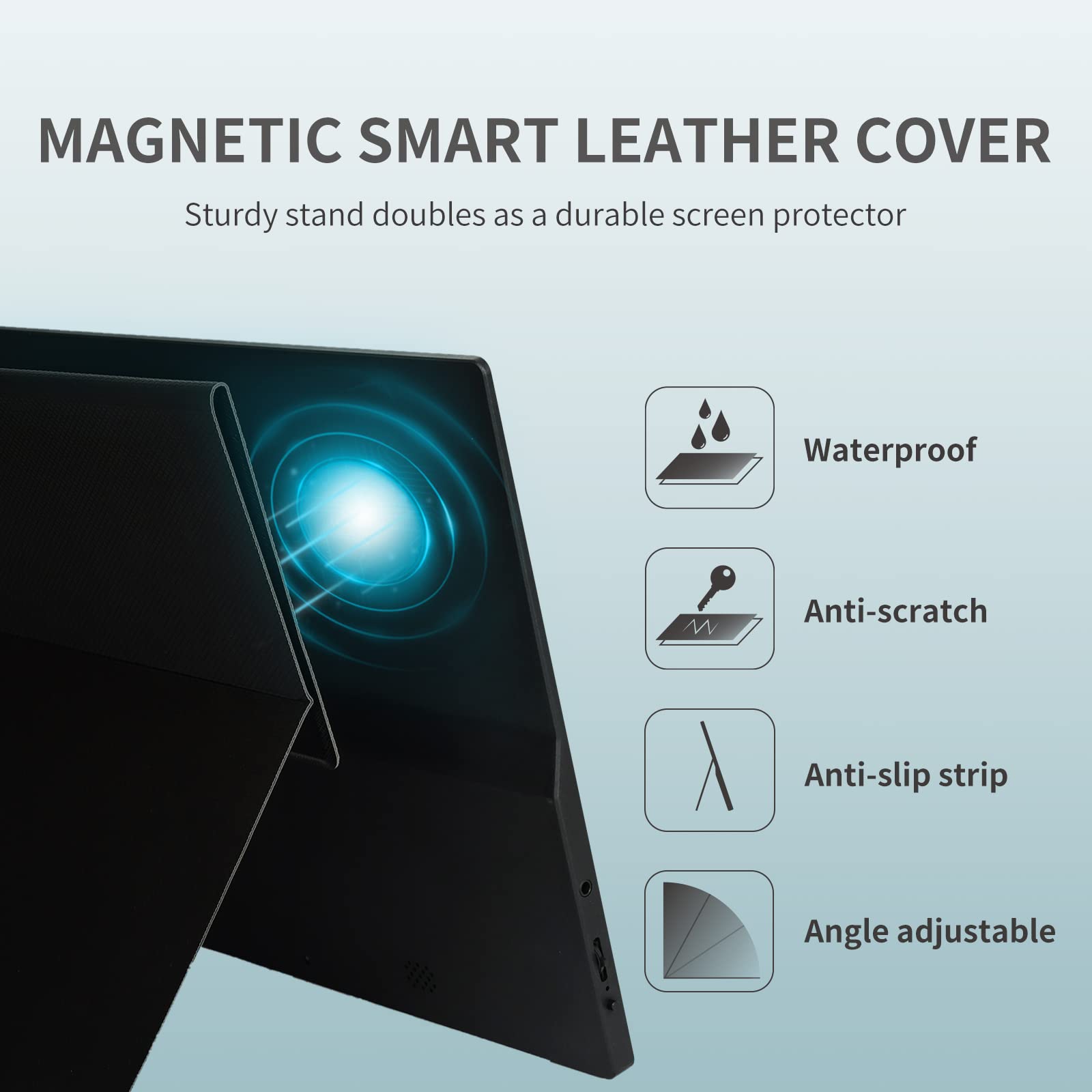 Rehisk Portable Monitor 15.6 Inch Ips Display Laptop Screen Extender, Fhd, 1080P, Smart Cover, Speakers, Usb-C, Hdmi, Ultra Slim