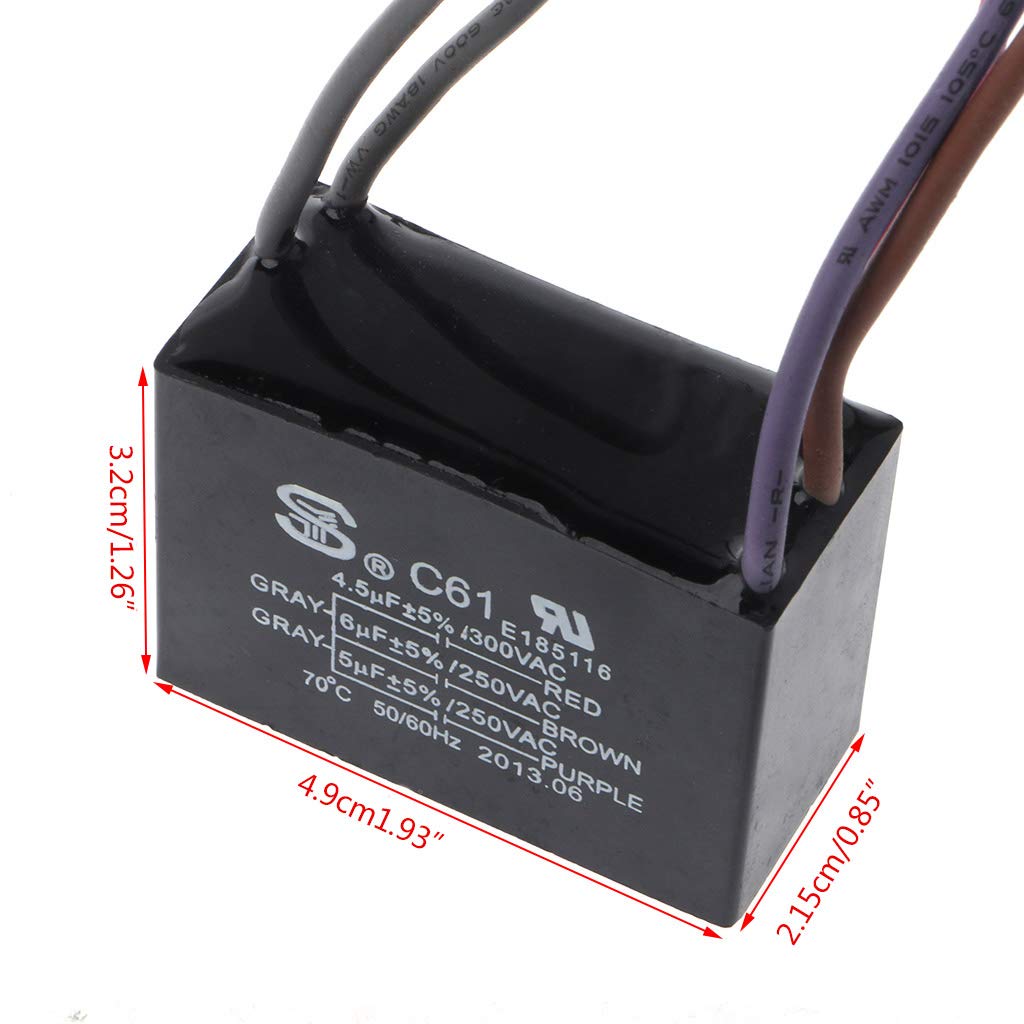 Ang Puneng Cbb61 Ceiling Fan Capacitor Electrical Power Relay Connecting Capacitor 4.5Uf+6Uf+5Uf 5 Wire 250V