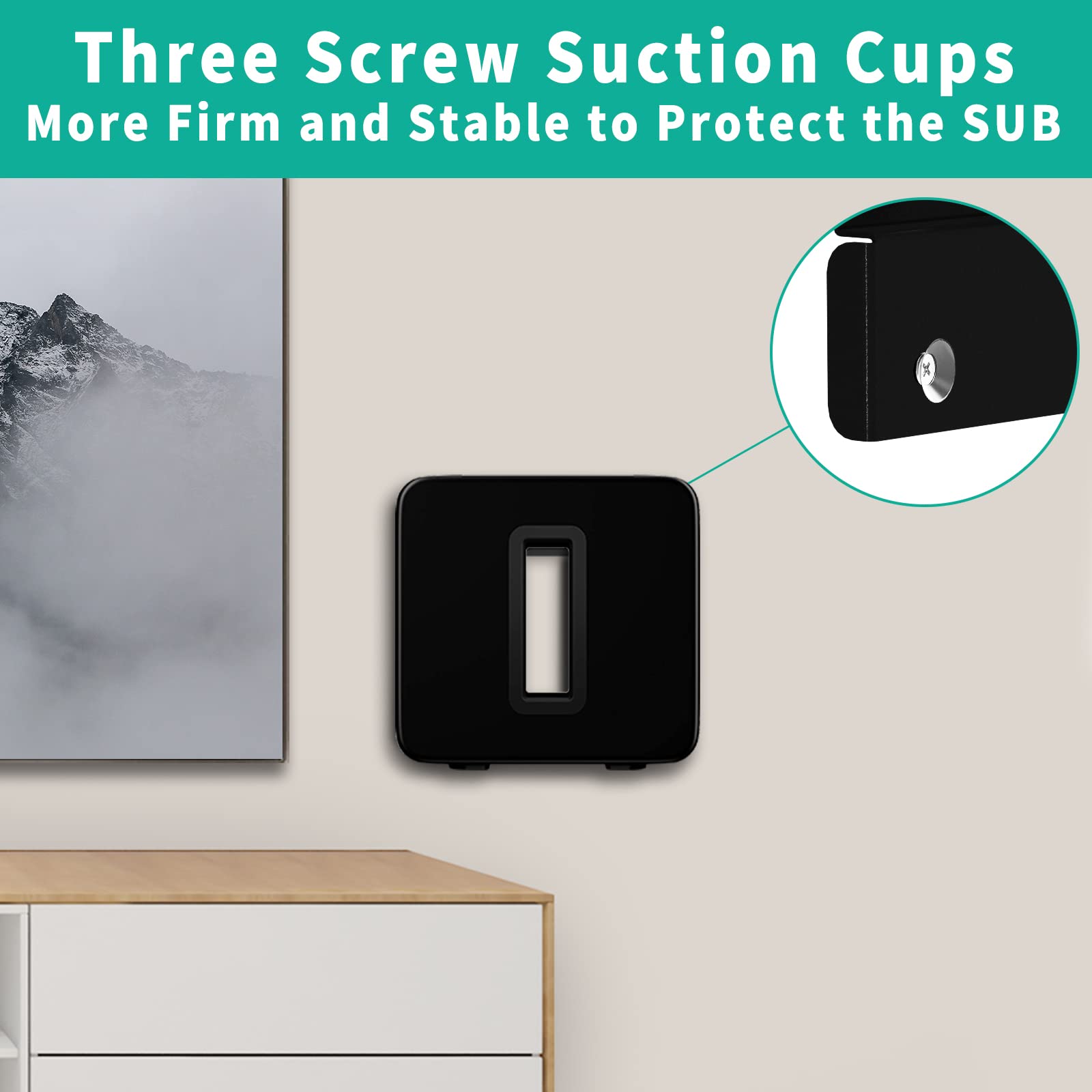Yibracki Wall Mount For Sonos Sub Gen 3 Gen 2 Mount, Heavy Duty Wall Mount For Sonos Sub Mounts, Mounting Brackets For Sonos Wir