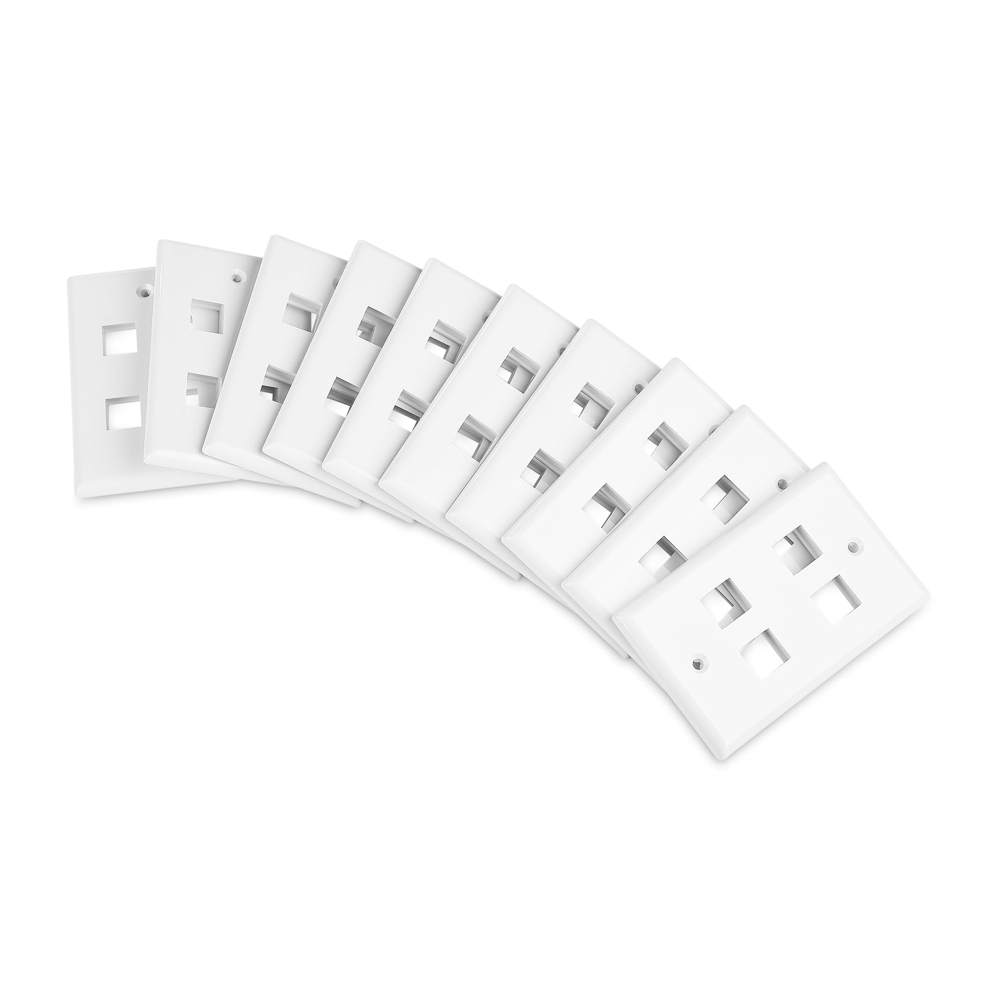 Cable Matters 10 Pack Low Profile 4 Port Keystone Jack Wall Plate, Rj45 Wall Plate For Keystone Jacks In White