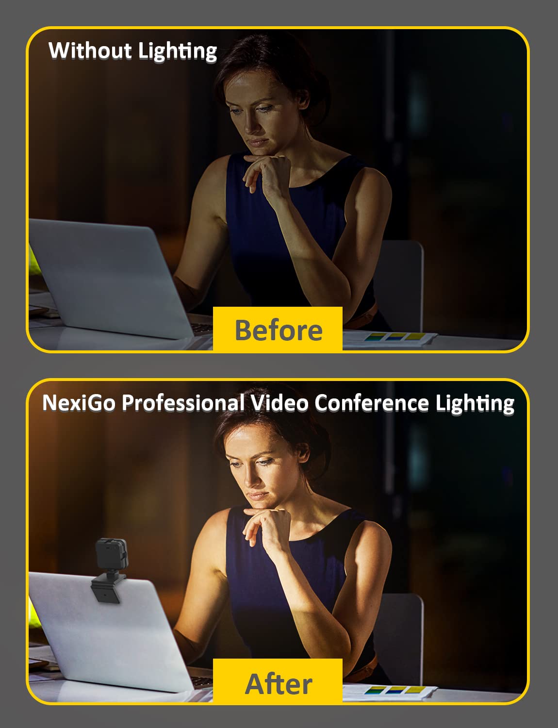 Nexigo Glow Light For Streamers, Enhanced Video Conference Lighting Kit With Webcam Style Clip, Built In Battery, Dimmable & Rec