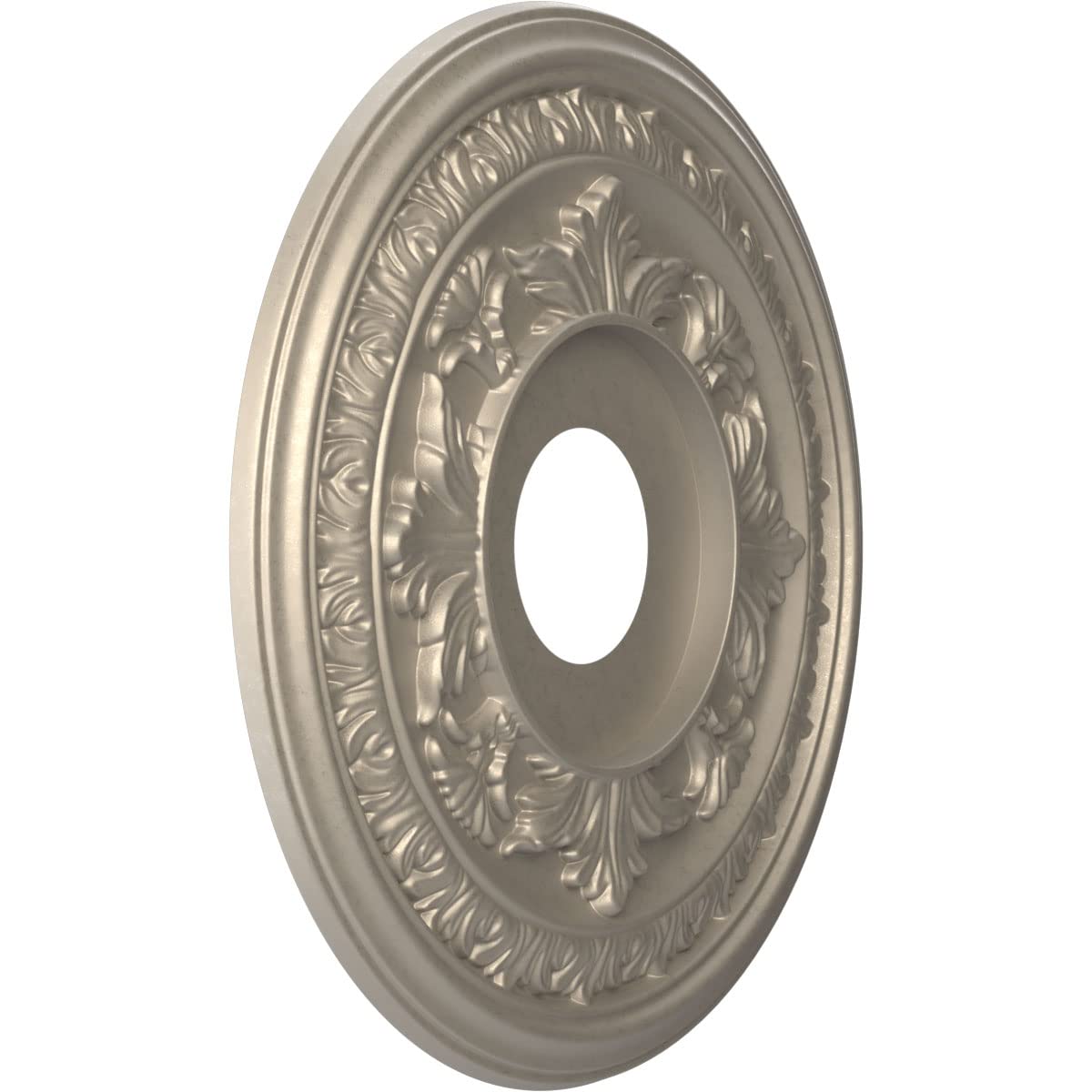 Ekena Millwork Cmp16Bacsv Baltimore Thermoformed Pvc Ceiling Medallion (Fits Canopies Up To 6 1/2), 16Od X 3 1/2Id X 1P, Metalli