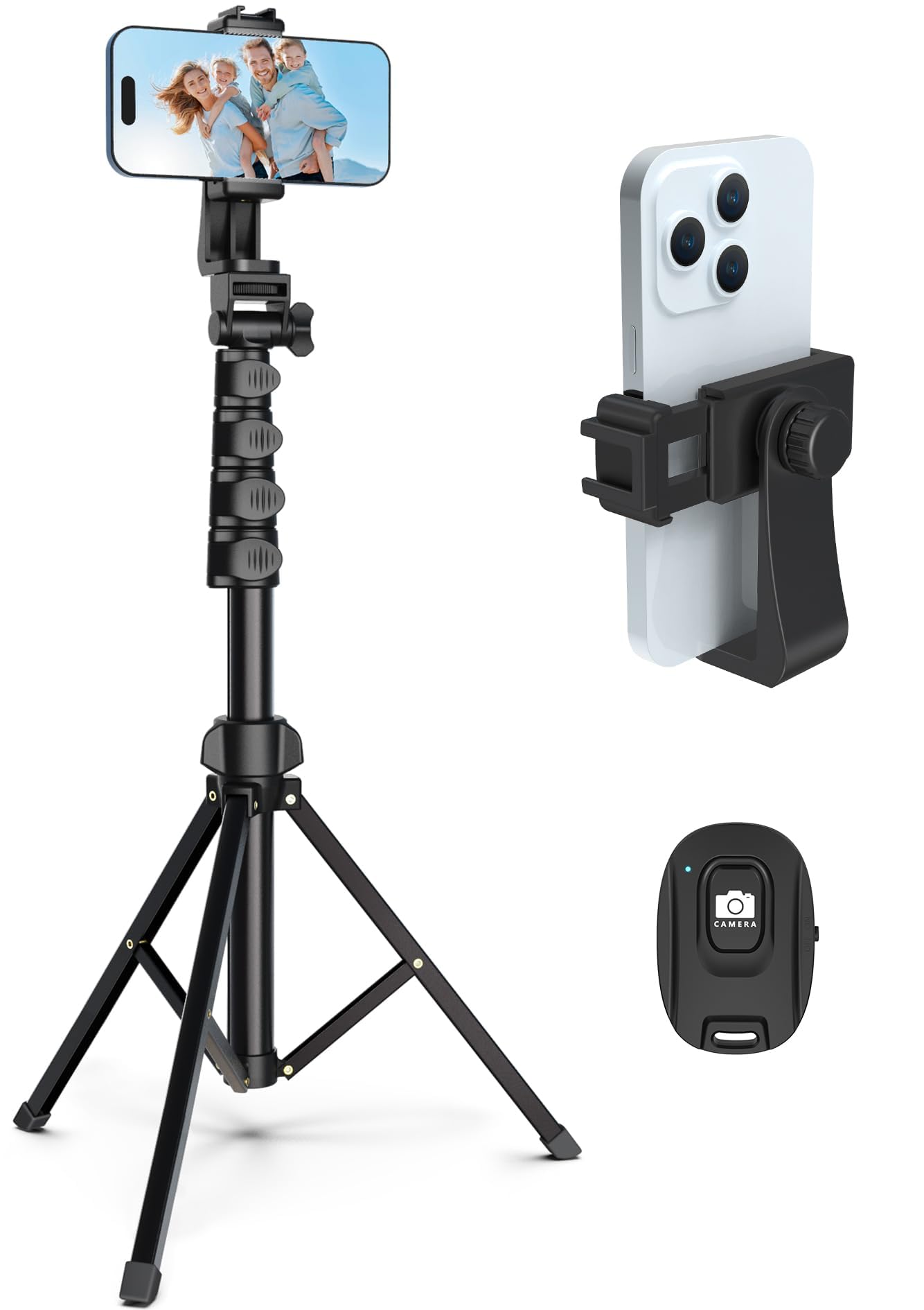 Liphisy 64    Tripod for Cell Phone & Camera, Phone Tripod with Remote and Phone Holder, Sturdy & Stable Height Adjustable Multi