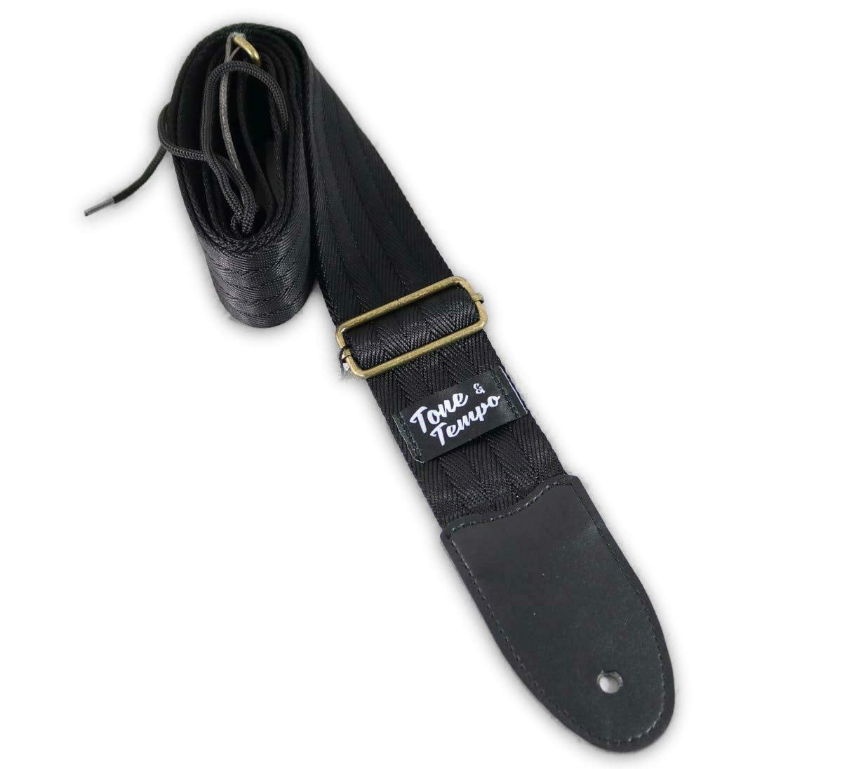 Vintage Vegan Utility Guitar Strap (Black Seatbelt)