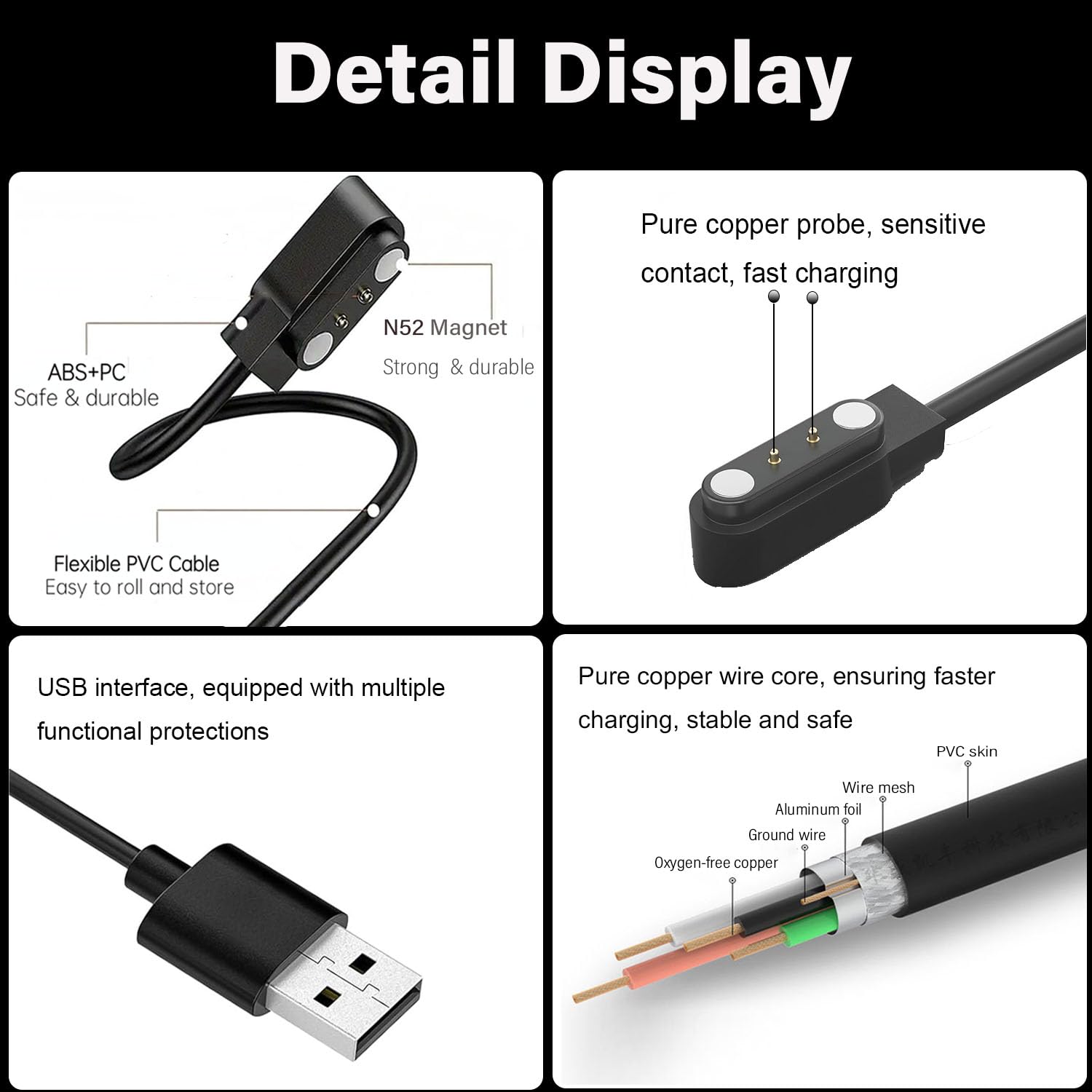 Smart Watch Charger Magnetic Compatible For Tozo, For Toobur, For Enomir, For Aeac, For Quican, For Tensky, For Wyze, For Skg Sm