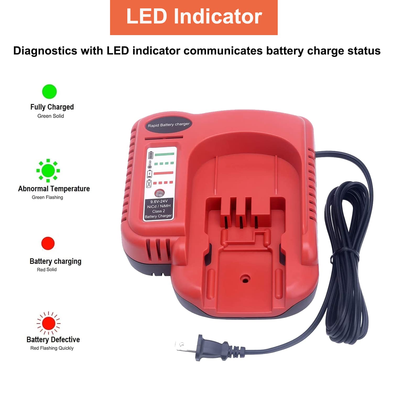 Bdfc240 9.6V 24V Battery Charger For Black & Decker 18V 14.4V 12V 9.6V 24V Firestorm Battery Nicad & Nimh Hpb18 Ope Hpb18 Hpb14