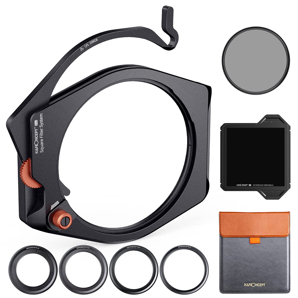 K&F Concept X Pro Square Filter Holder System Kit (Filter Holder + 95Mm Circular Polarizer + Square Nd1000 Filter + 4 Filter Ada