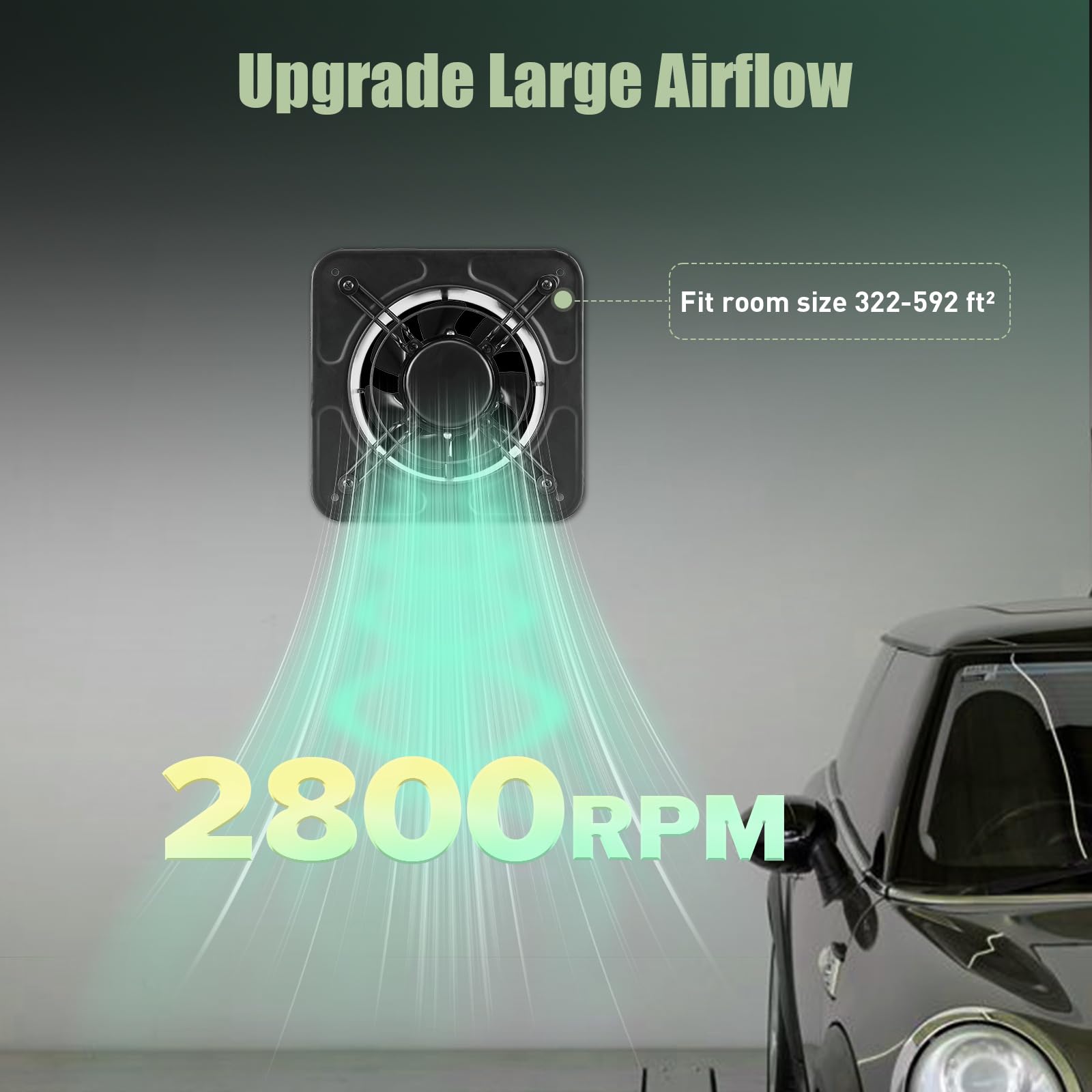 Fareast 8 Inch Garage Exhaust Fan, Wall Mounted Kitchen Exhaust Fan, Metal Attic Fan With Backdraft Damper, 1200 M/H Air Volume