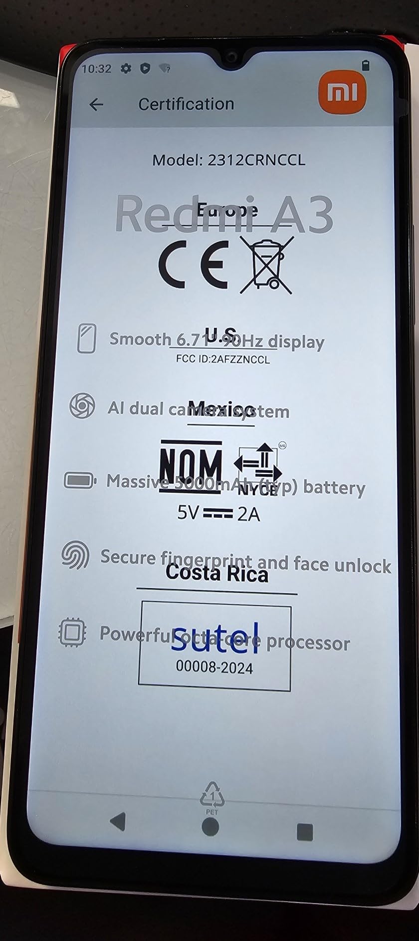 Xiaomi Redmi A3 4G Lte (Tmobile Tello & Global) 64Gb + 3Gb Global Rom Unlocked 6.71 8Mp Dual Camera (Midnight Black)