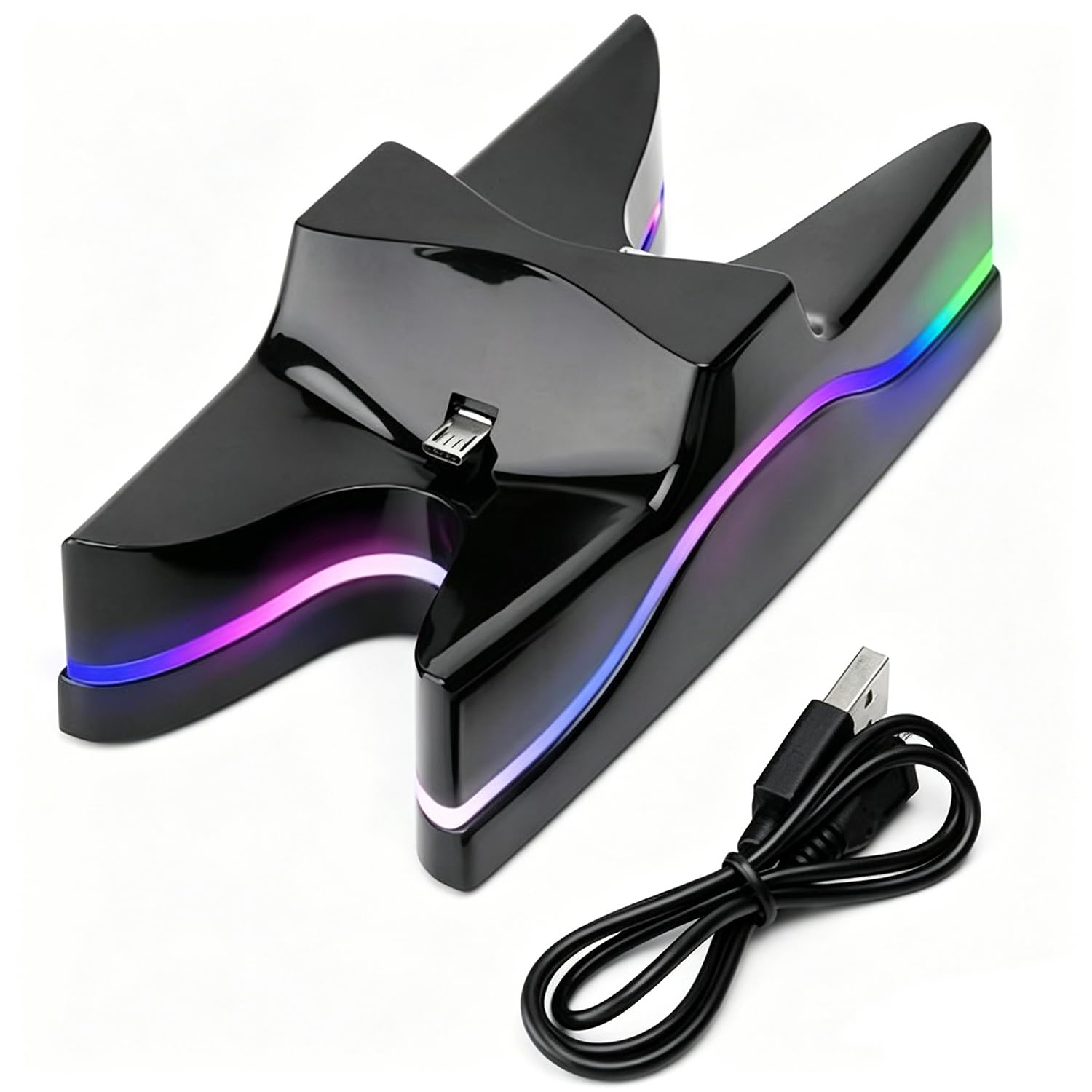 KlsyChry Dual Controller Charger Dock Station for PS4, Blue LED Charger Stand for PS4 Controller Dualshock 4 Charging Dock