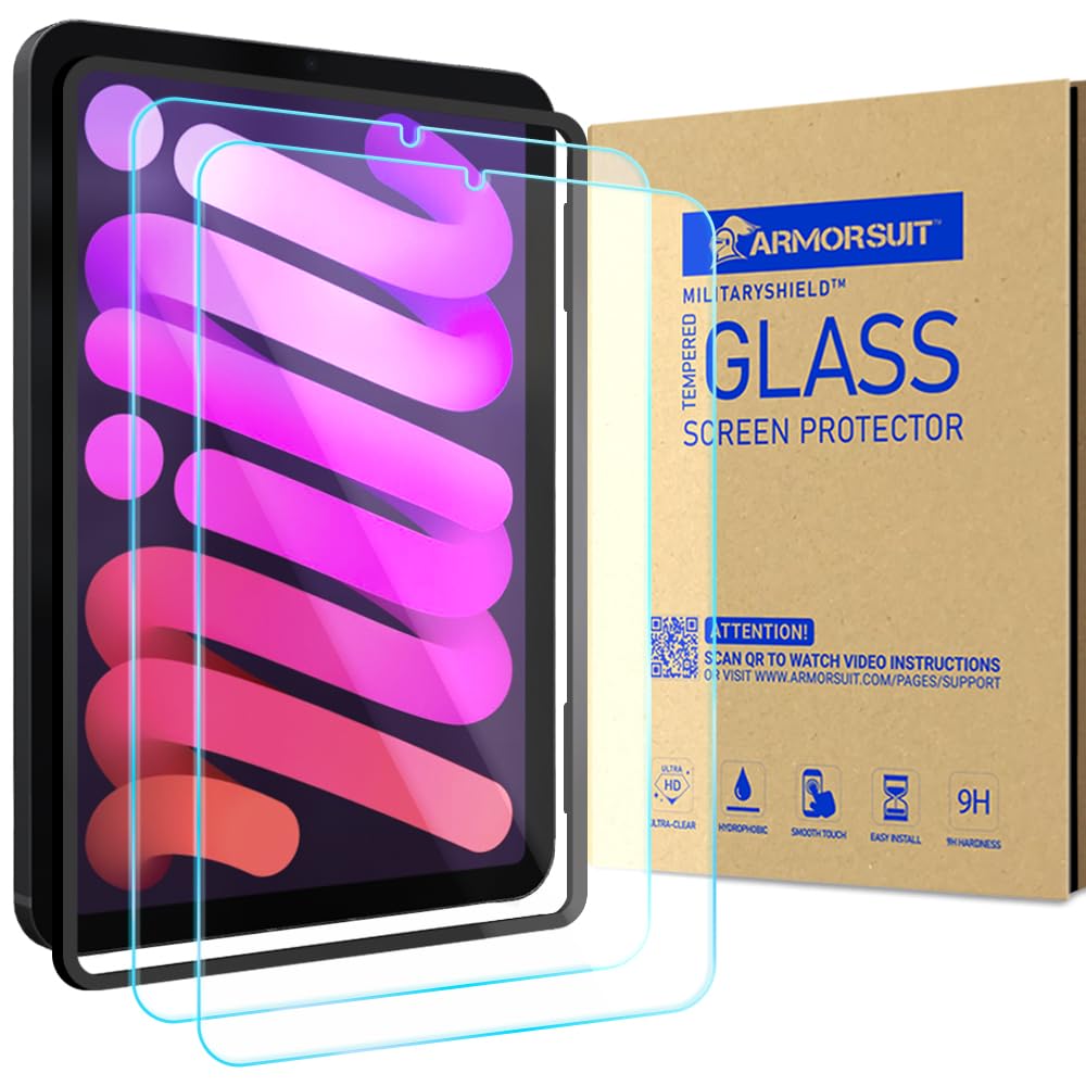 Armorsuit 2 Pack Screen Protector For Ipad Mini 6 Tempered Glass (8.3 Inch, 2021 Release) Edge To Edge Anti Bubble Hd Clear Mili